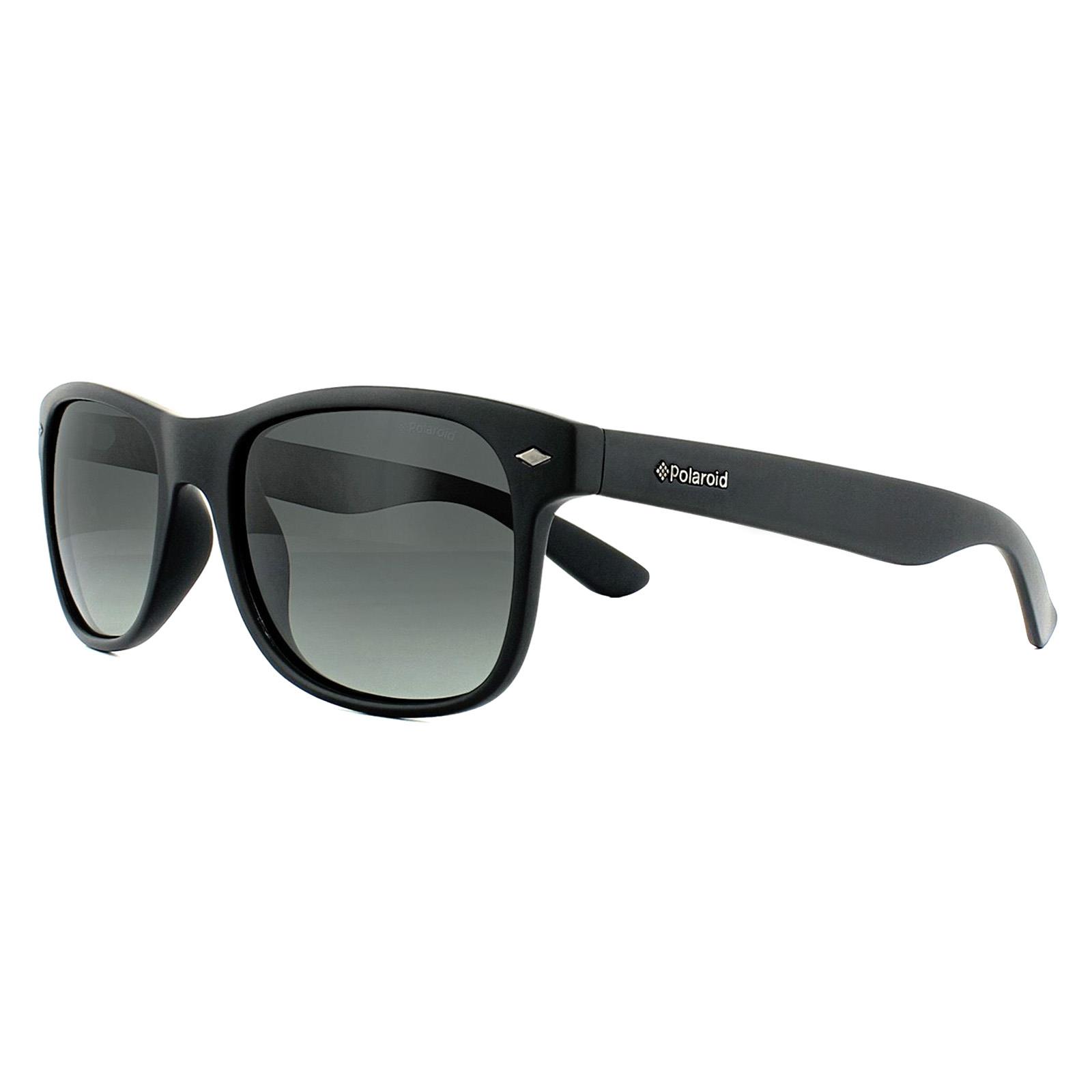 Black Polaroid Black Rectangle Matt Black Smoke Grey Gradient Polarized Sunglasses, Image 2 of 4