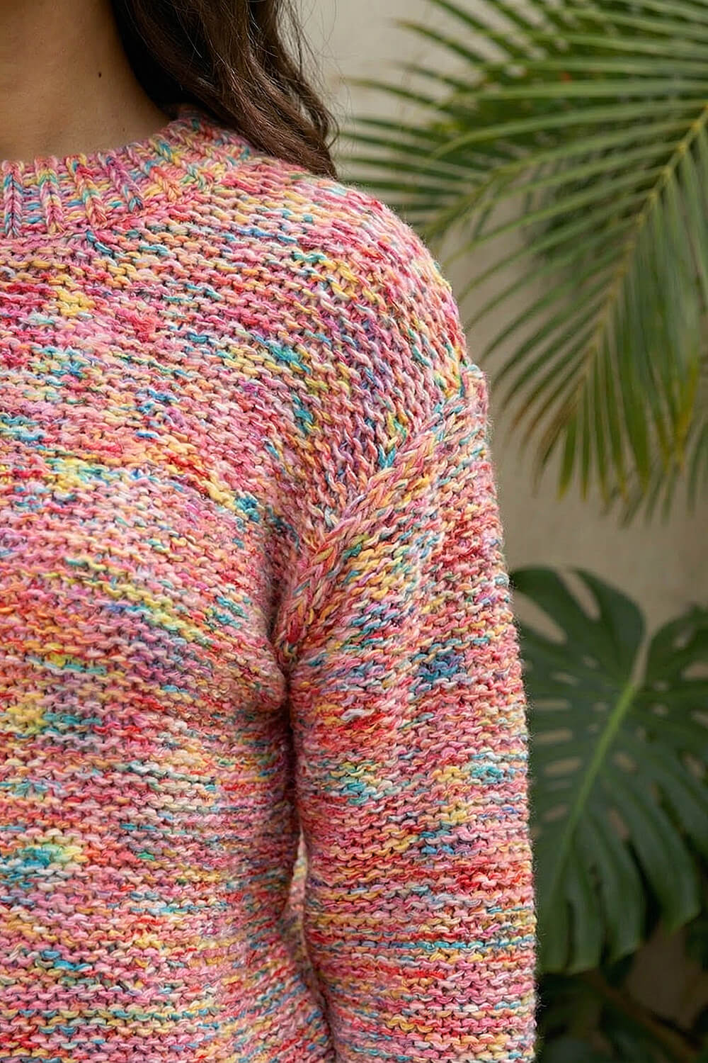 Pink Textured Space Dye Knit Jumper, Image 5 of 4