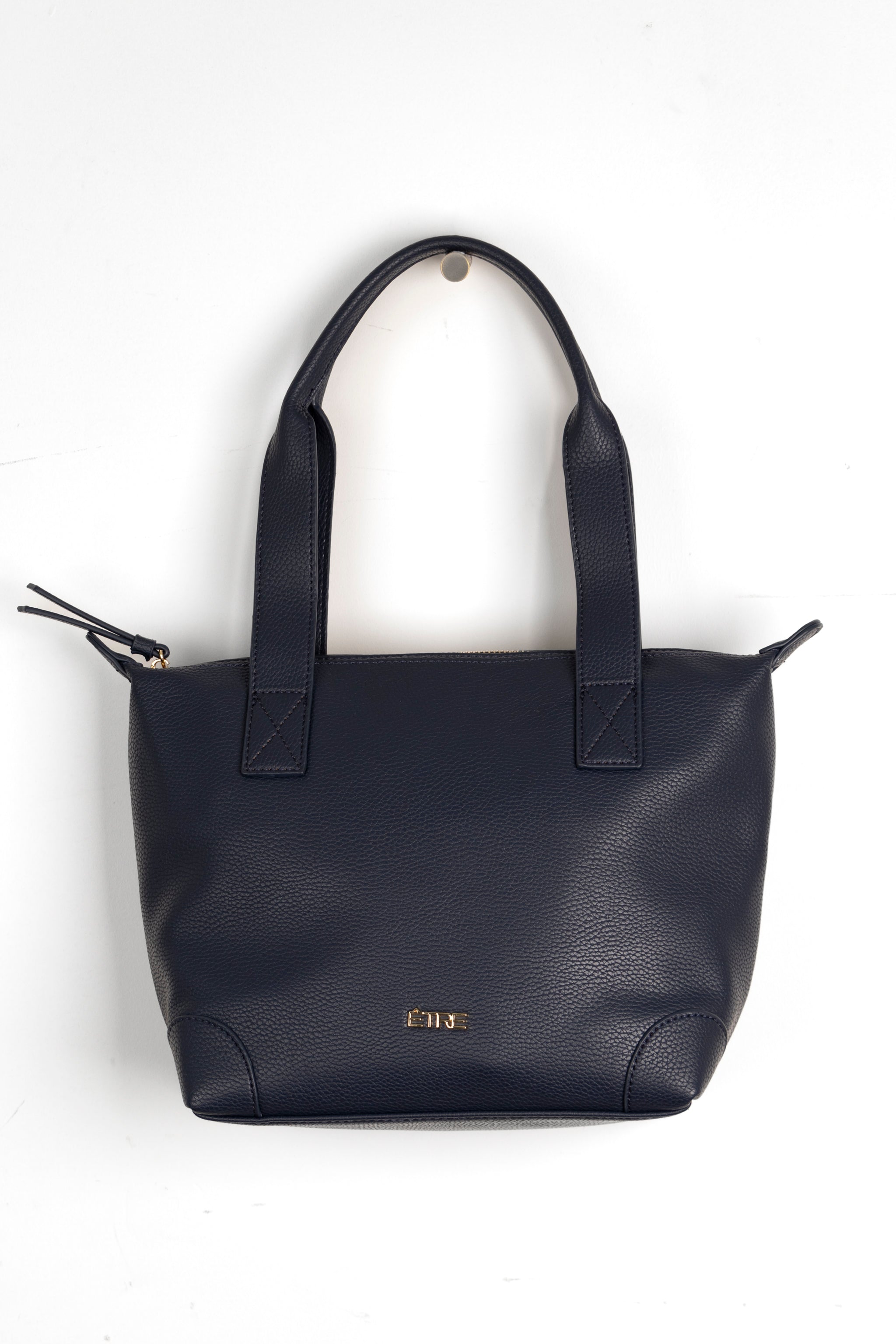 Navy Blue Etre Navy Blue Medium Faux Leather Tote Bag, Image 1 of 3