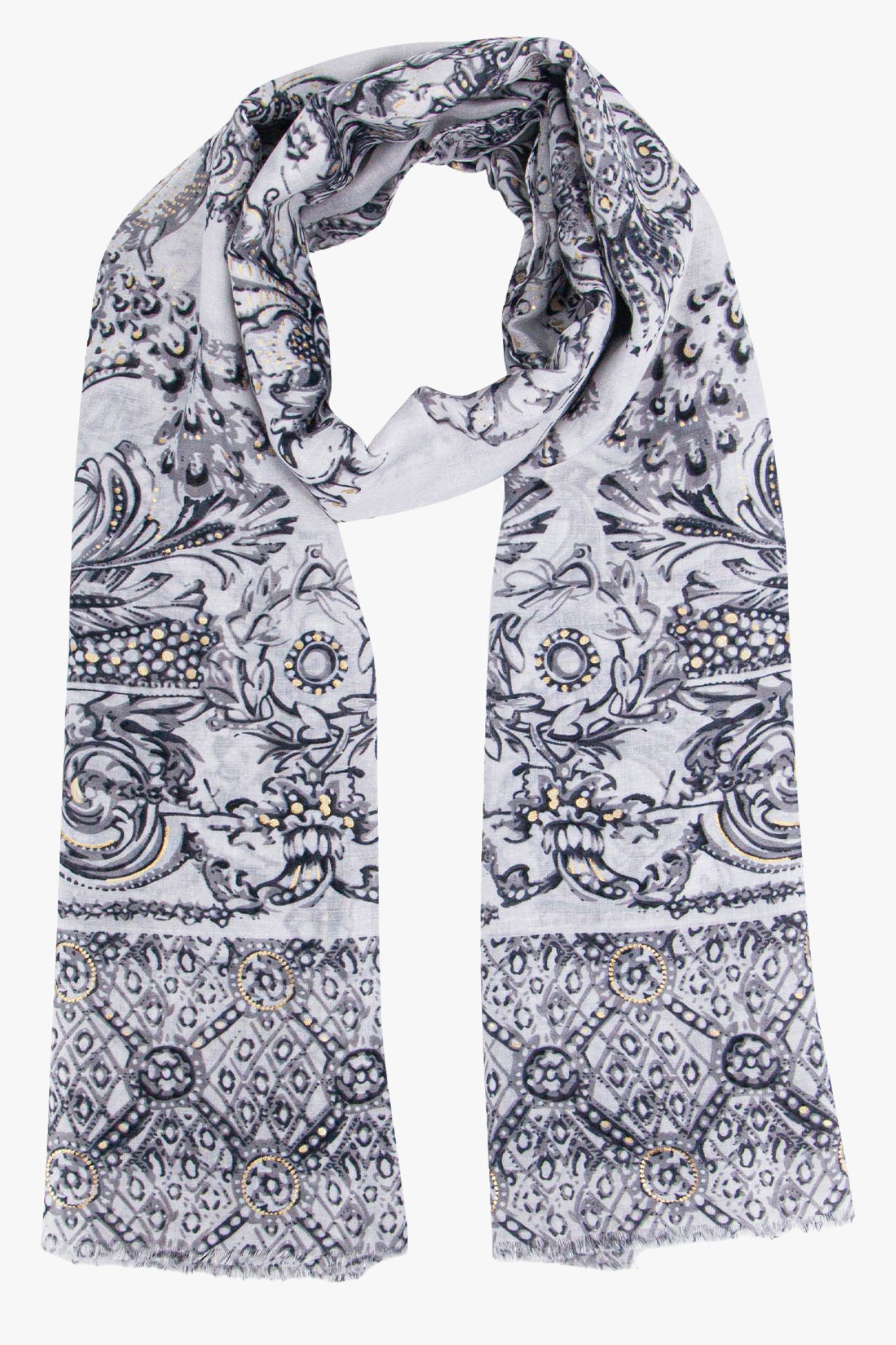 Black Vintage Floral Lightweight Scarf, Image 1 of 4