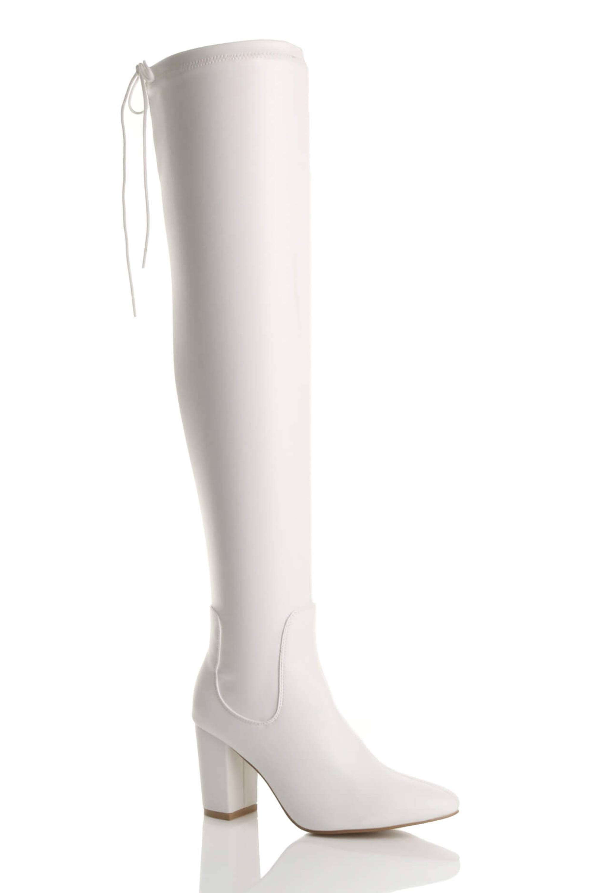 Black High Block Heel Stretchy Sock Over The Knee Boots