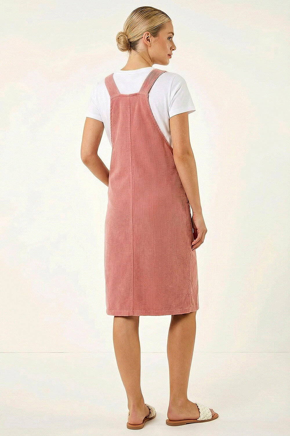 Rose Corduroy Pinafore Midi Dress, Image 5 of 6