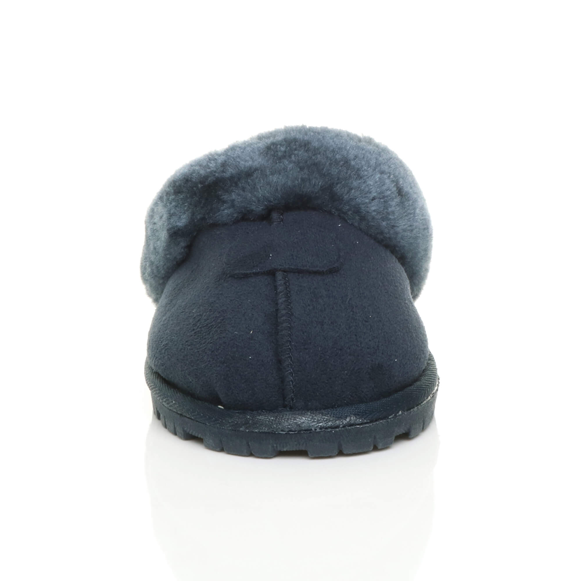 Navy Blue AJVANI Navy Blue Faux Fur Lined Slip On Memory Foam Mules Slippers, Image 5 of 5