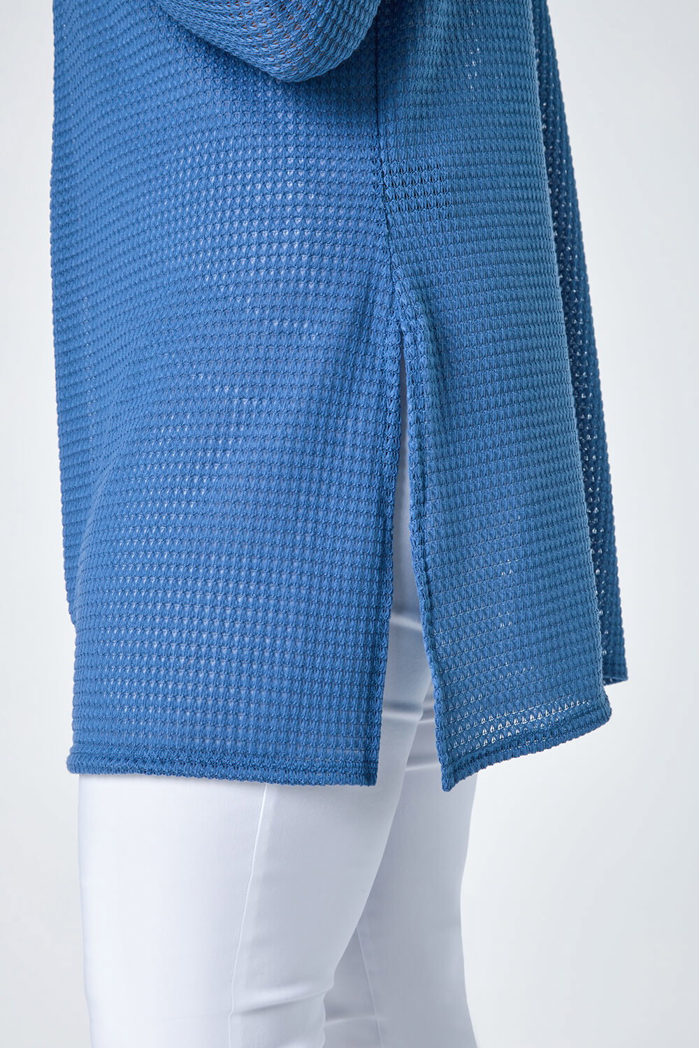 Denim Curve Textured Longline Cardigan, Image 6 of 5