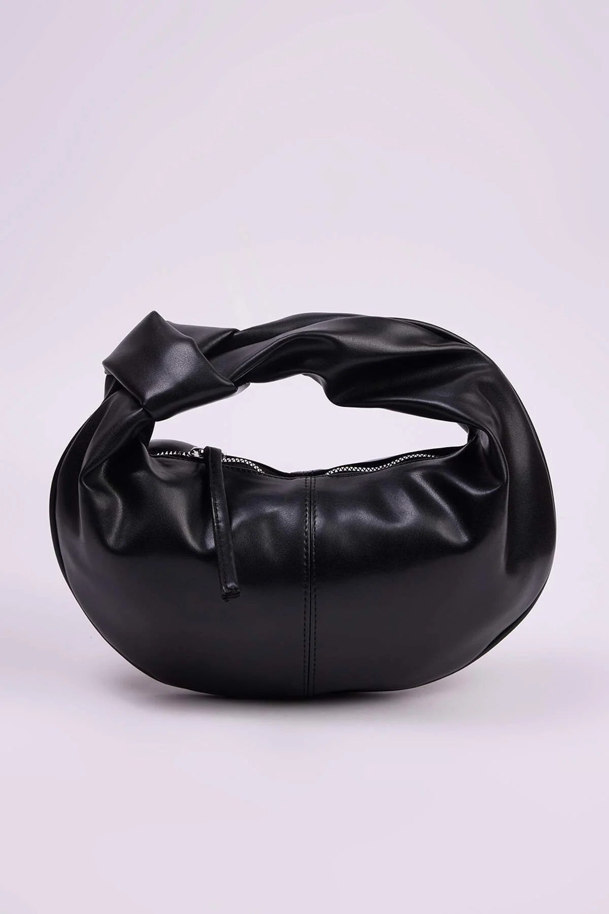 Black Oval Knot-Handle Mini Shoulder Bag, Image 1 of 3