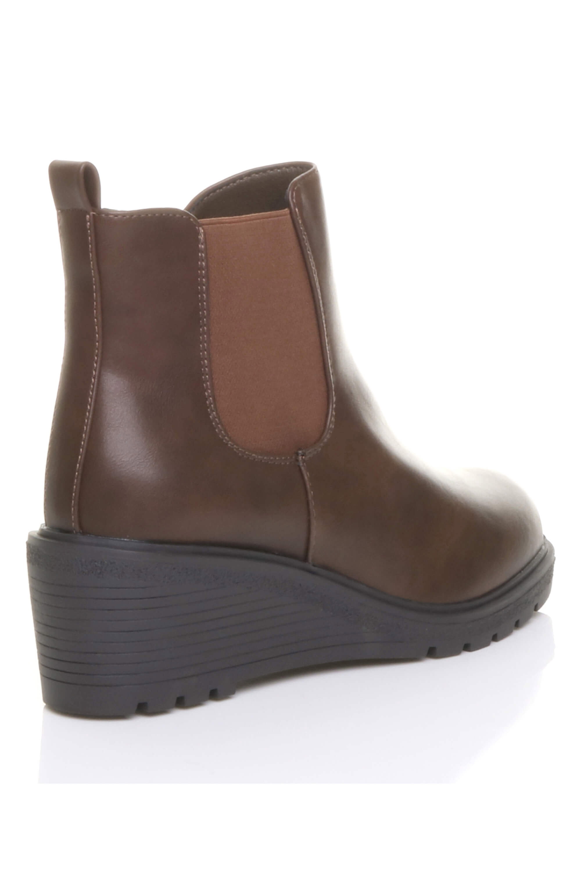 Brown AJVANI Brown High Wedge Heel Ankle Chelsea Boots, Image 4 of 6