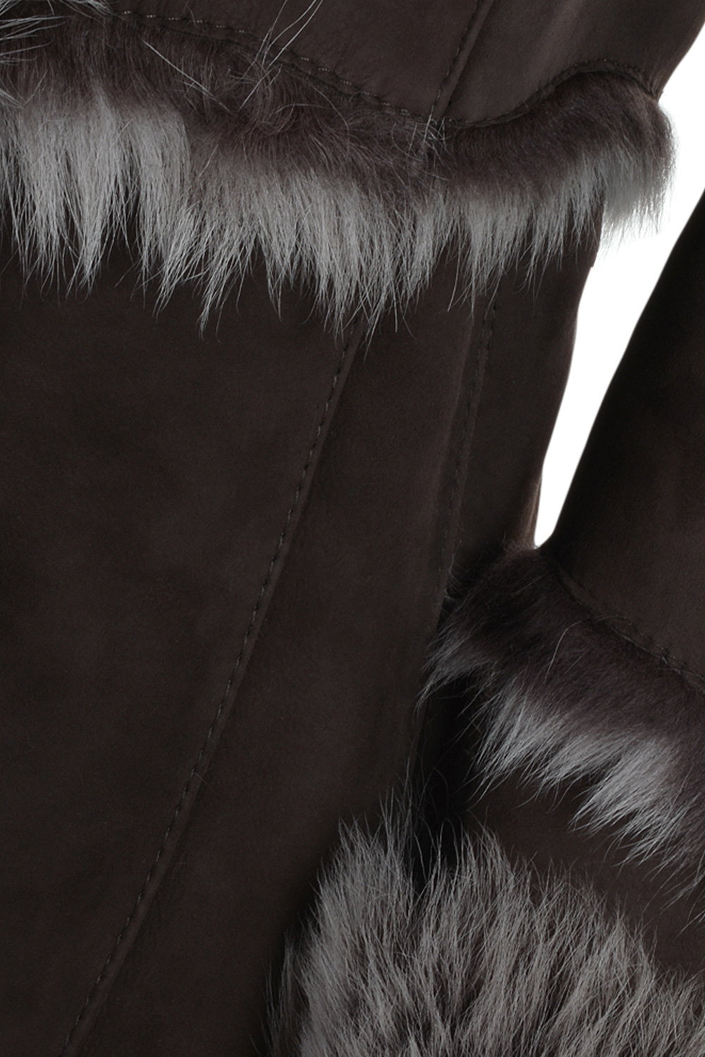 Brown 'Muna' Toscana Long Haired Shearling Jacket With Large Hood, Image 4 of 6