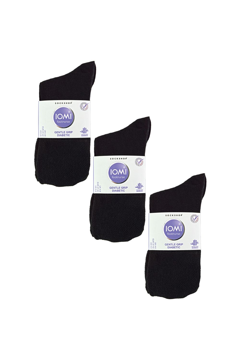 Black 6 Pack Ladies Non Elastic Bamboo Diabetic Socks, Image 2 of 5