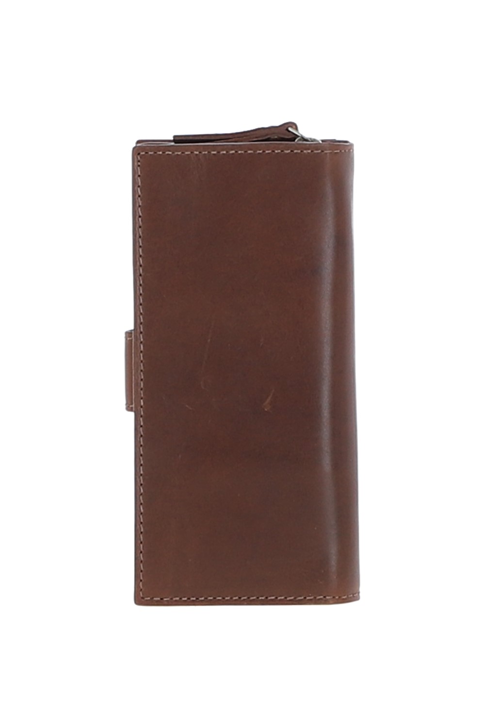 Brown Real Leather Long Purse with Turnlock, Zip Pocket & Card Slots, Image 3 of 3