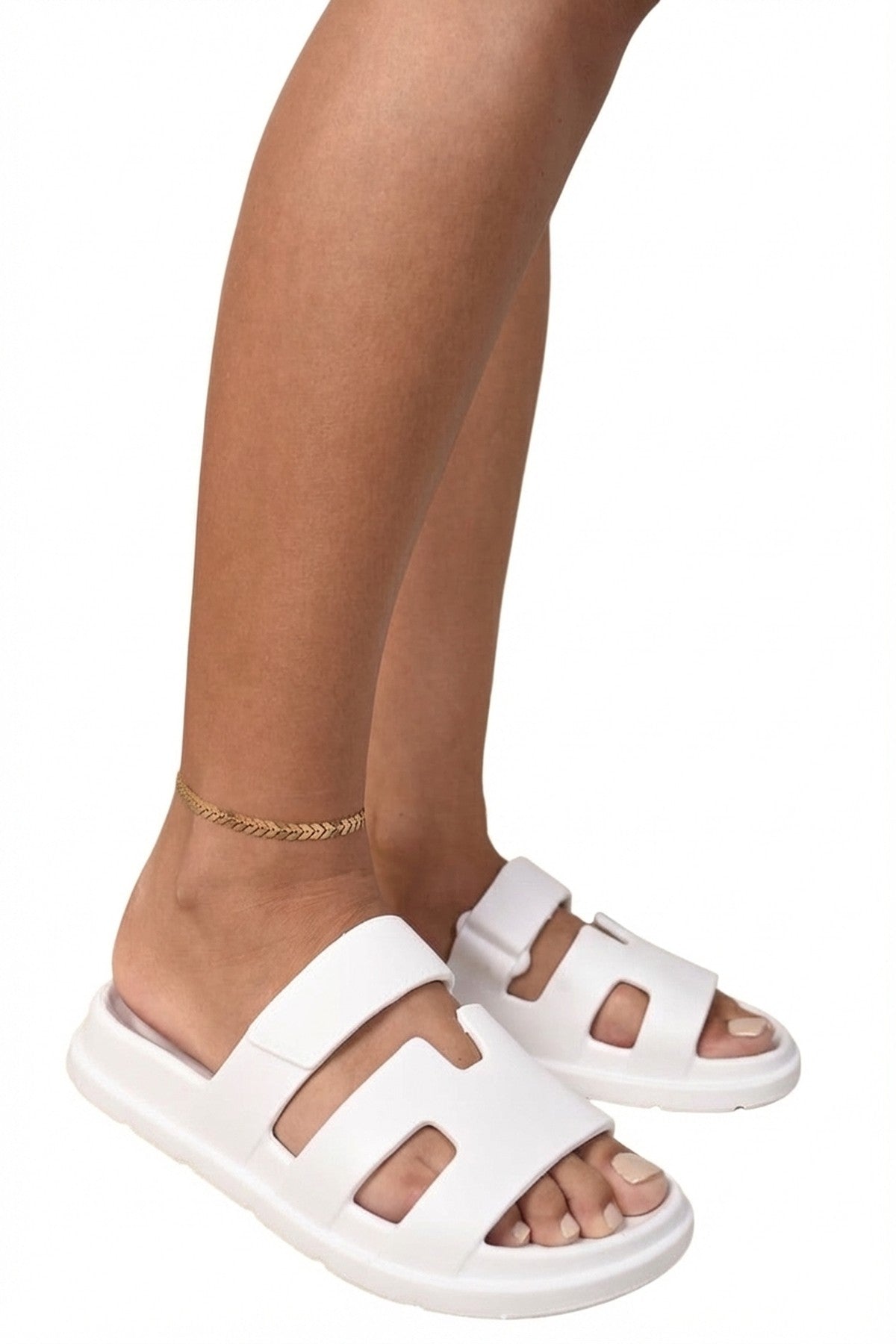 White Lucille Cut Out Open Toe Strappy Sandals, Image 2 of 8