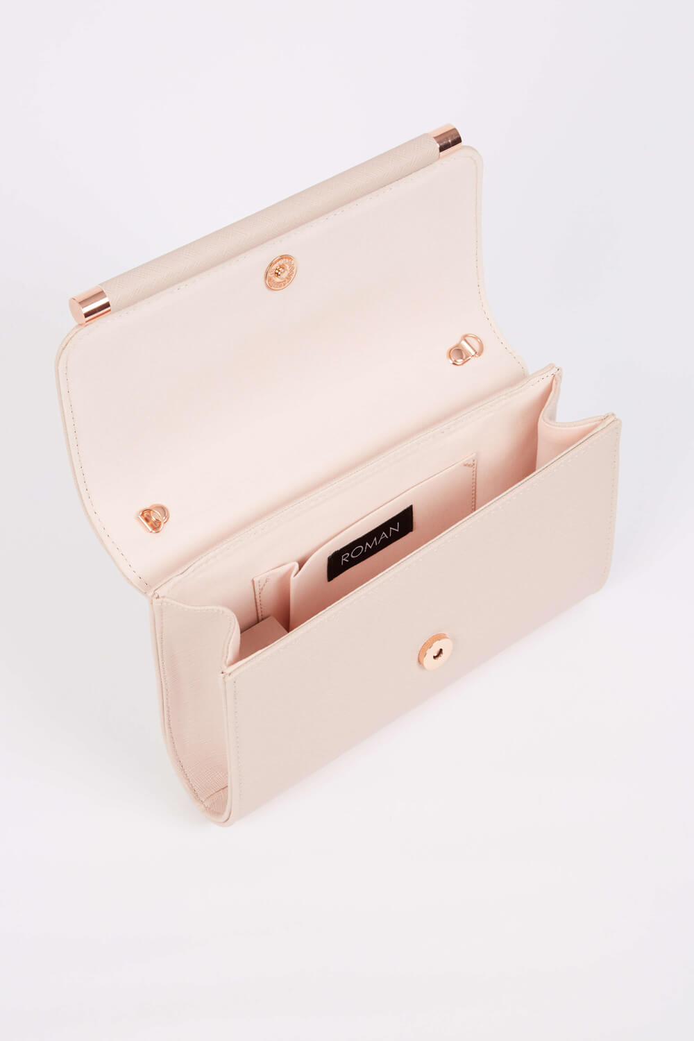 Rose Gold Metal Bar Foldover Clutch Bag, Image 3 of 4