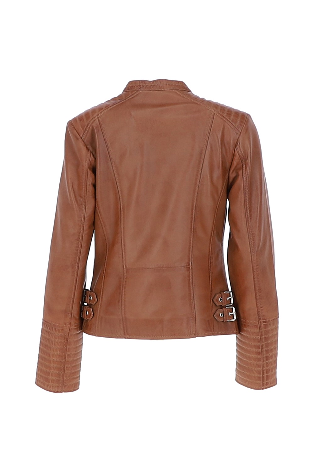 Tan Ashwood Leather Tan 'Casey' Real Leather Biker Jacket, Image 4 of 5