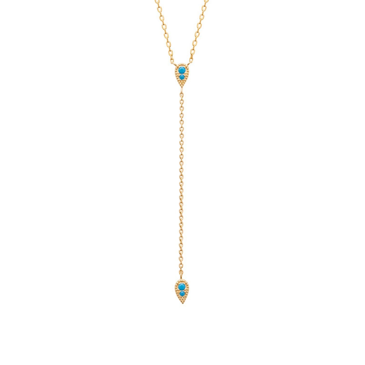 Gold 18ct Gold Plated Blue Turquoise Necklace, Image 1 of 1