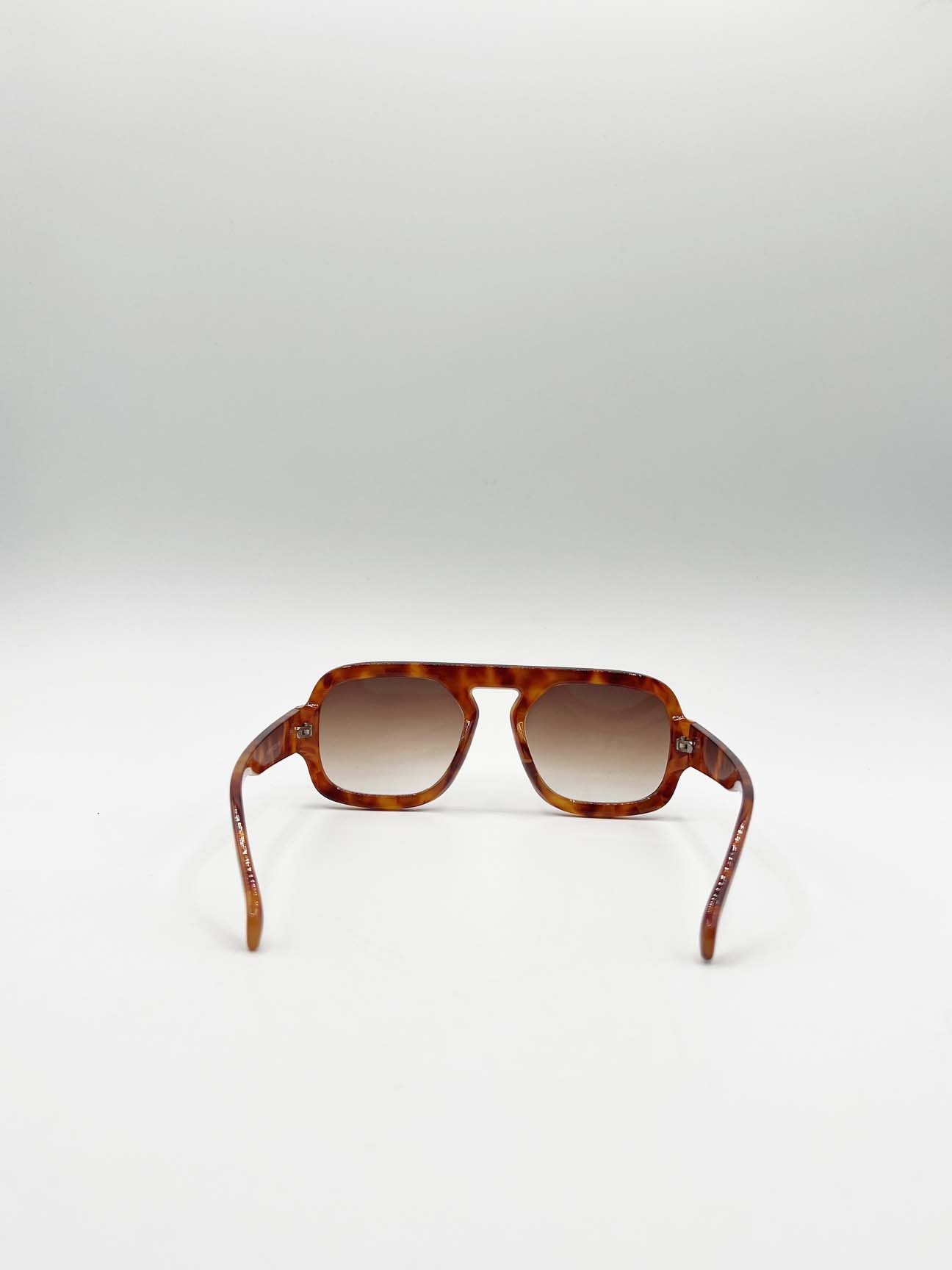 Brown SVNX Brown Retro Navigator Sunglasses, Image 7 of 7
