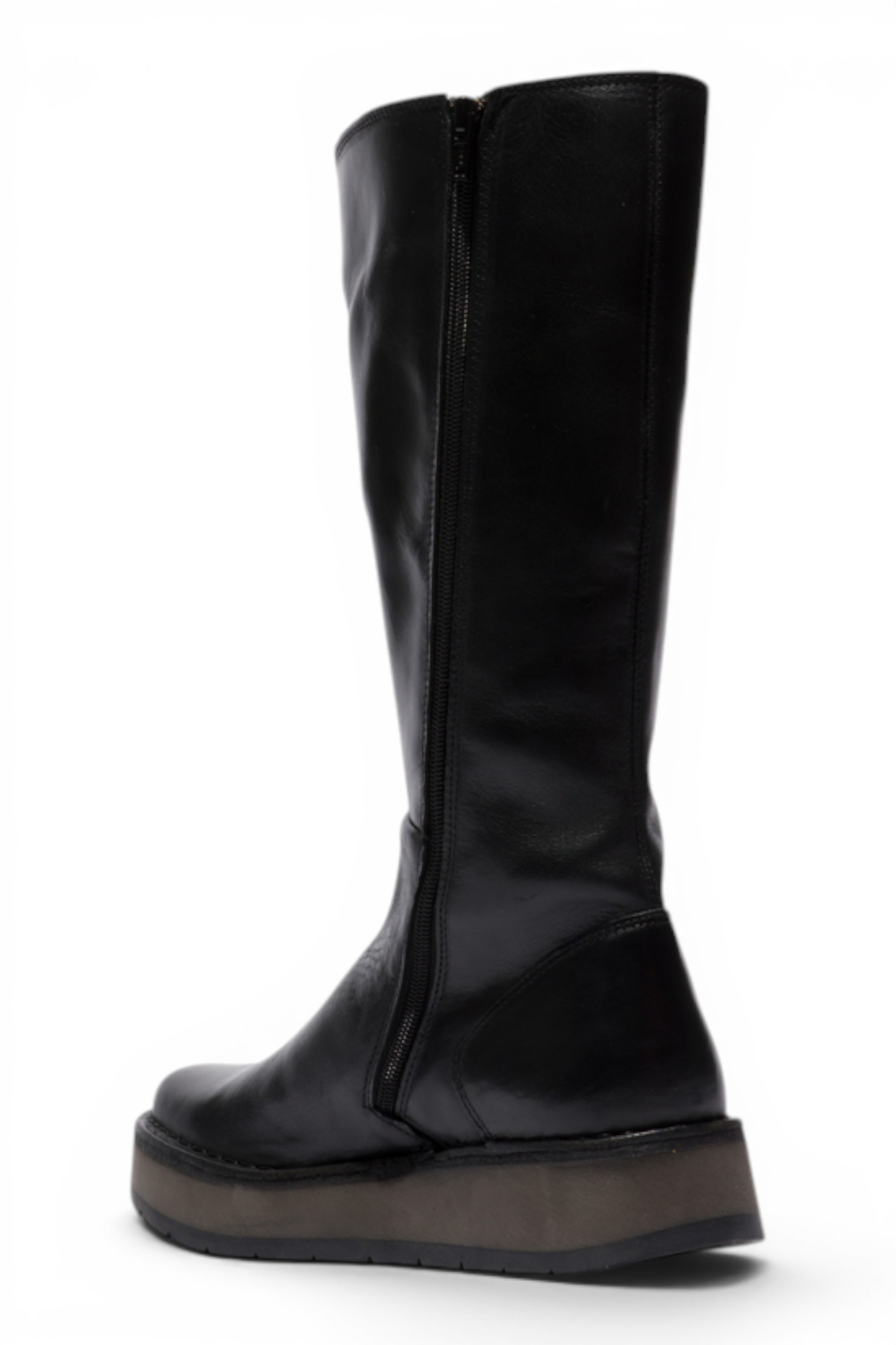 Black Womens Leather High Long Boots-RHEA042, Image 4 of 5