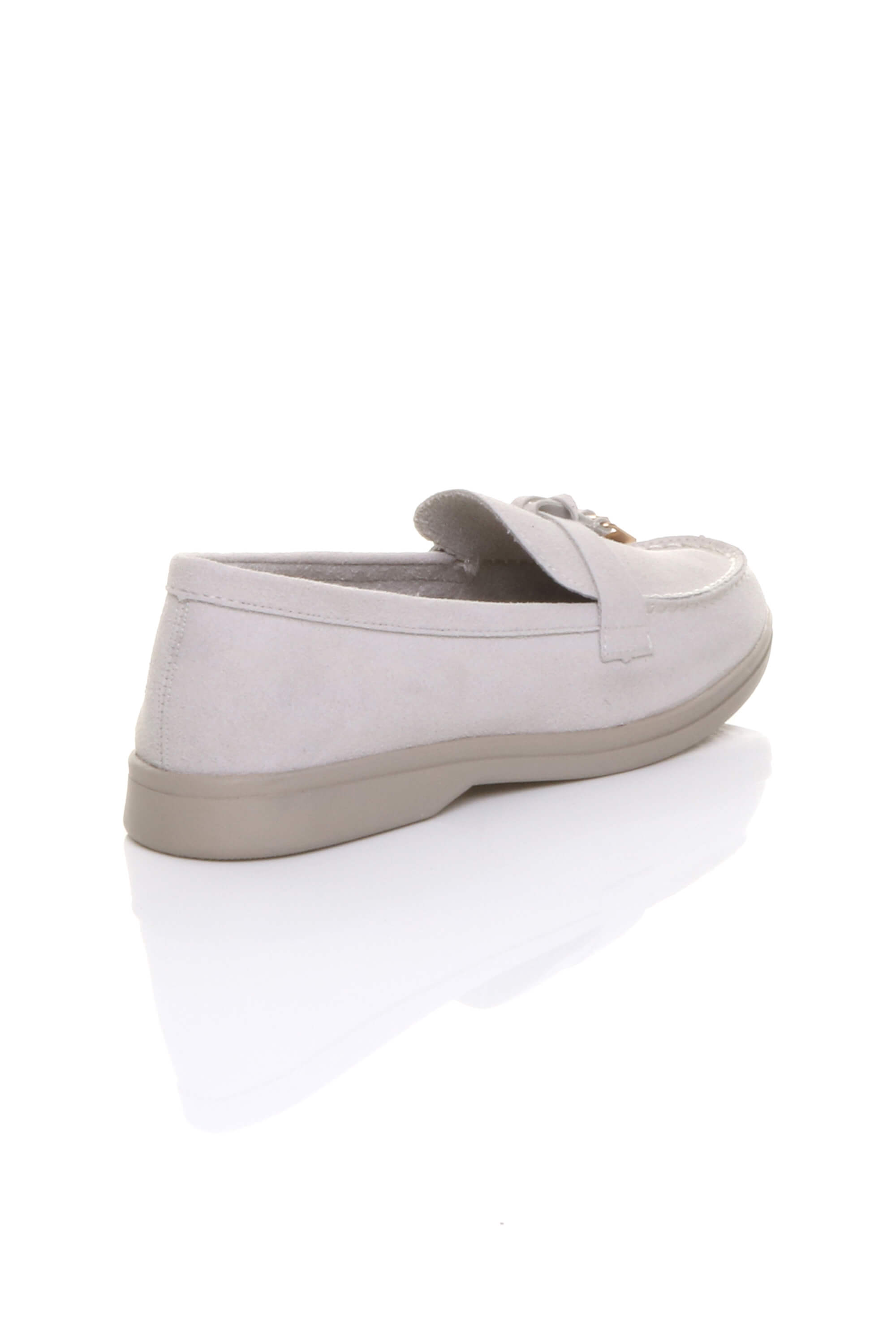 Light Grey AJVANI Light Grey Flat Slip On Smart Loafers, Image 4 of 4