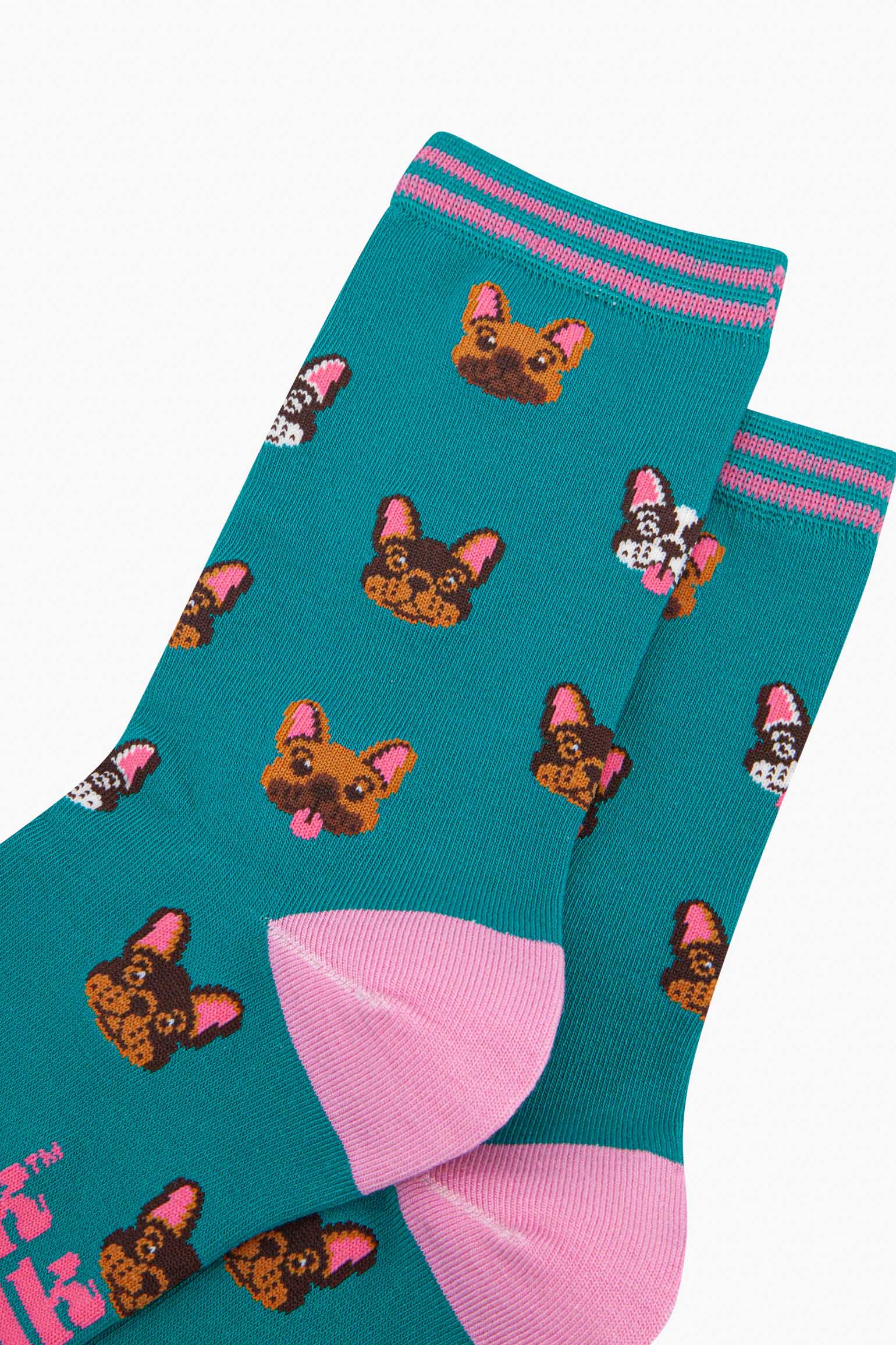 Teal French Bulldogs Bamboo Socks - Teal, Image 3 of 4
