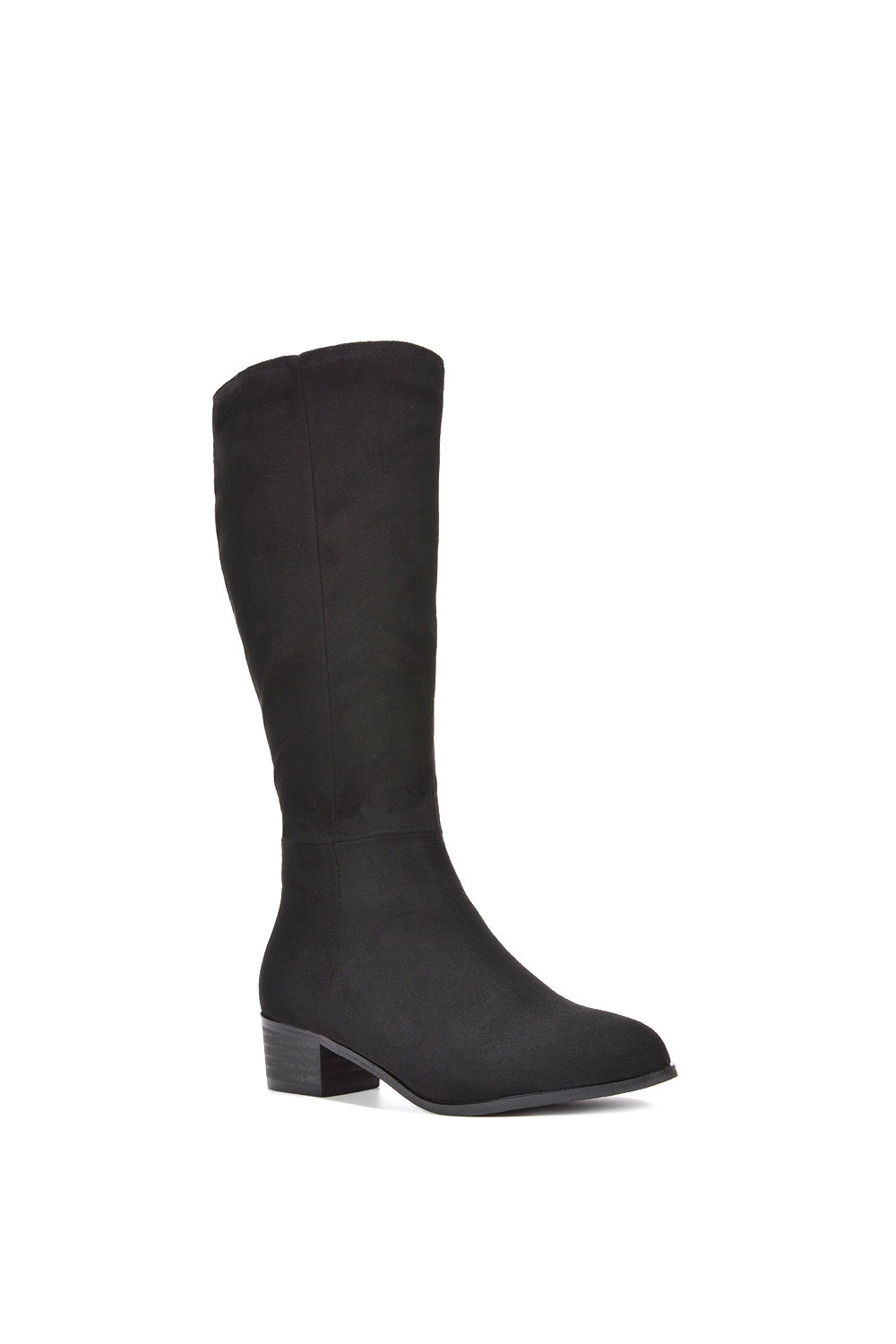 Black ‘Anne’ Knee High Boots with Low Block Heel, Image 2 of 6