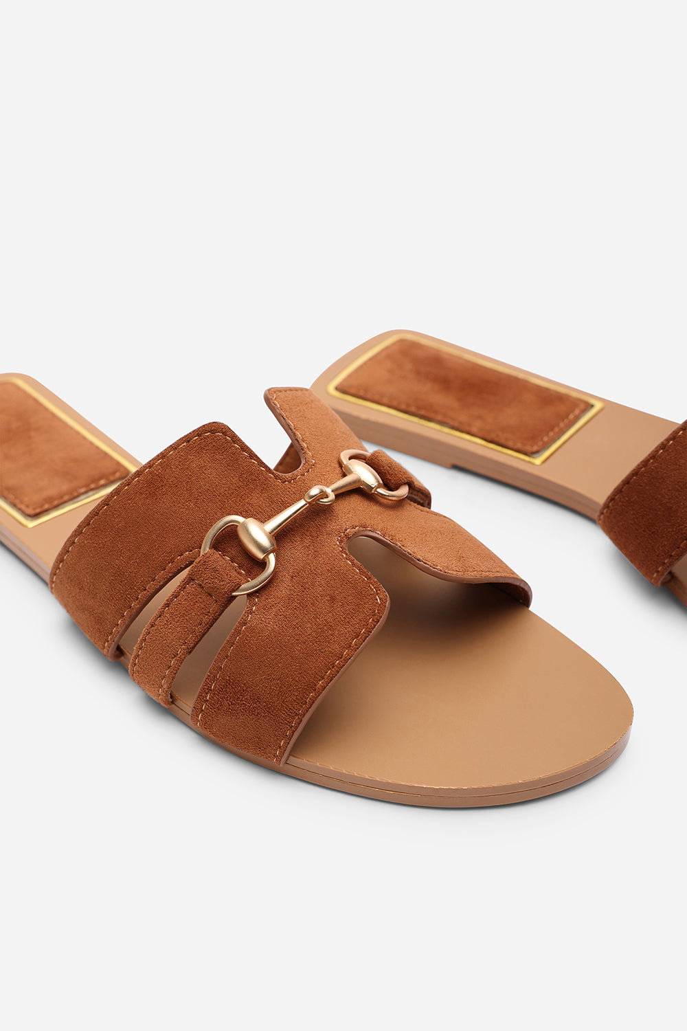 Tan Dorina Embellished Slide On Sandals, Image 5 of 6