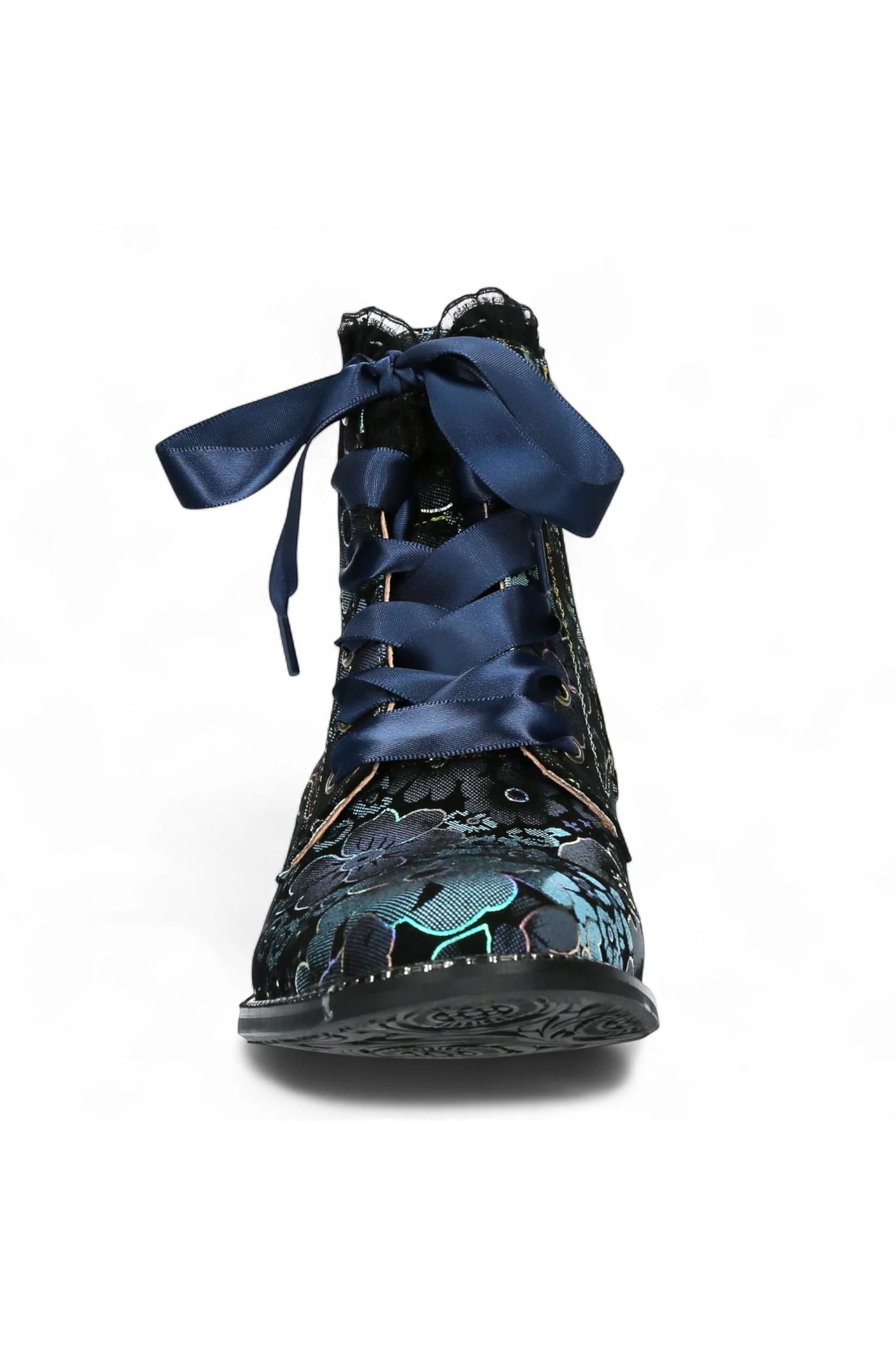 Blue Womens Gothic Ankle Heeled Boot - EMCMAO, Image 5 of 7