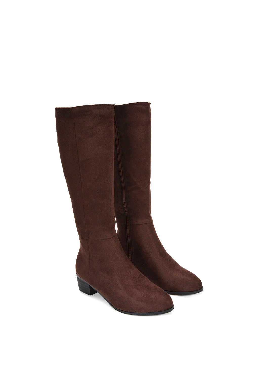 Brown ‘Anne’ Knee High Boots with Low Block Heel, Image 6 of 6