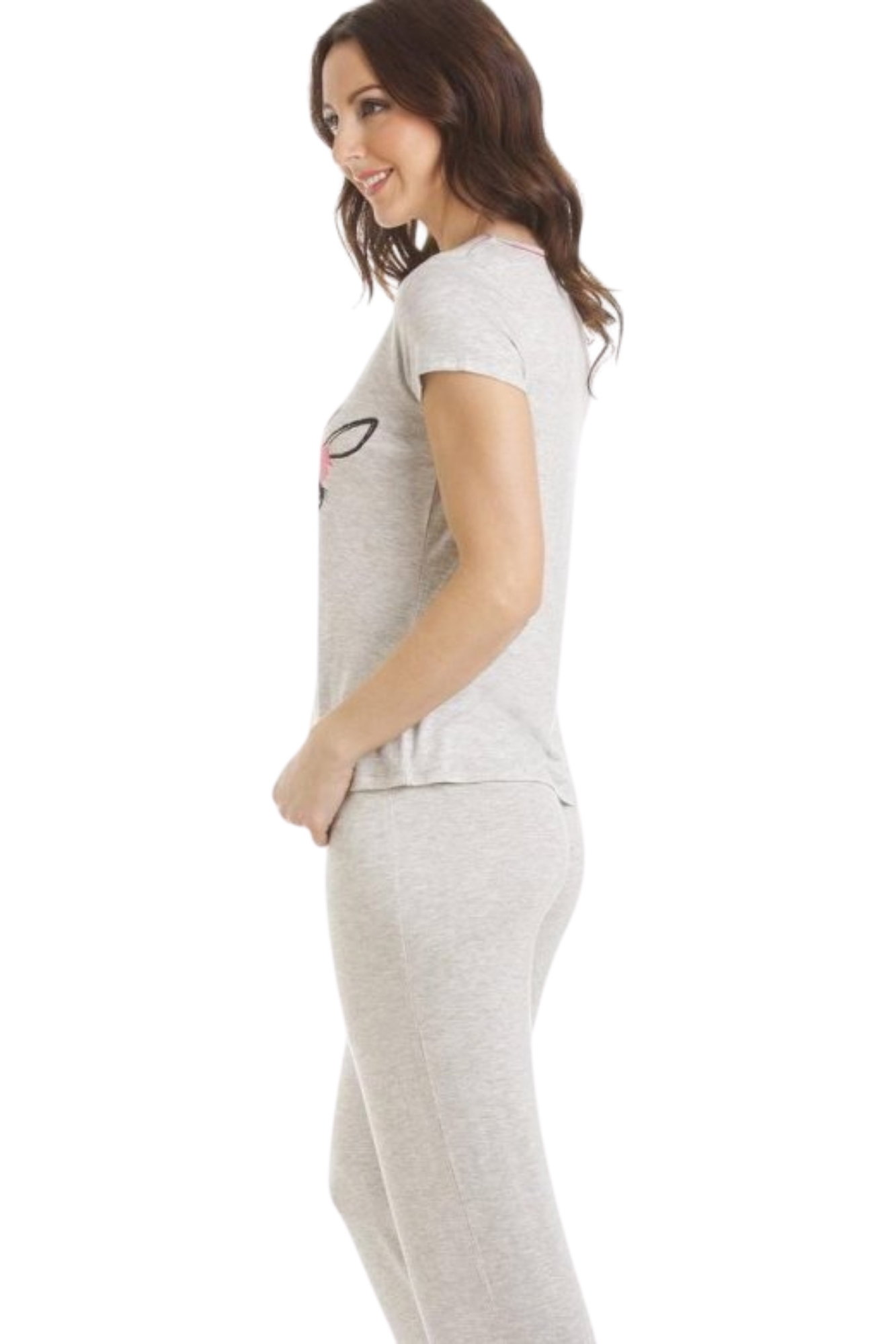 Grey Camille Lingerie Grey Zebra Motif Pyjama Set, Image 4 of 5