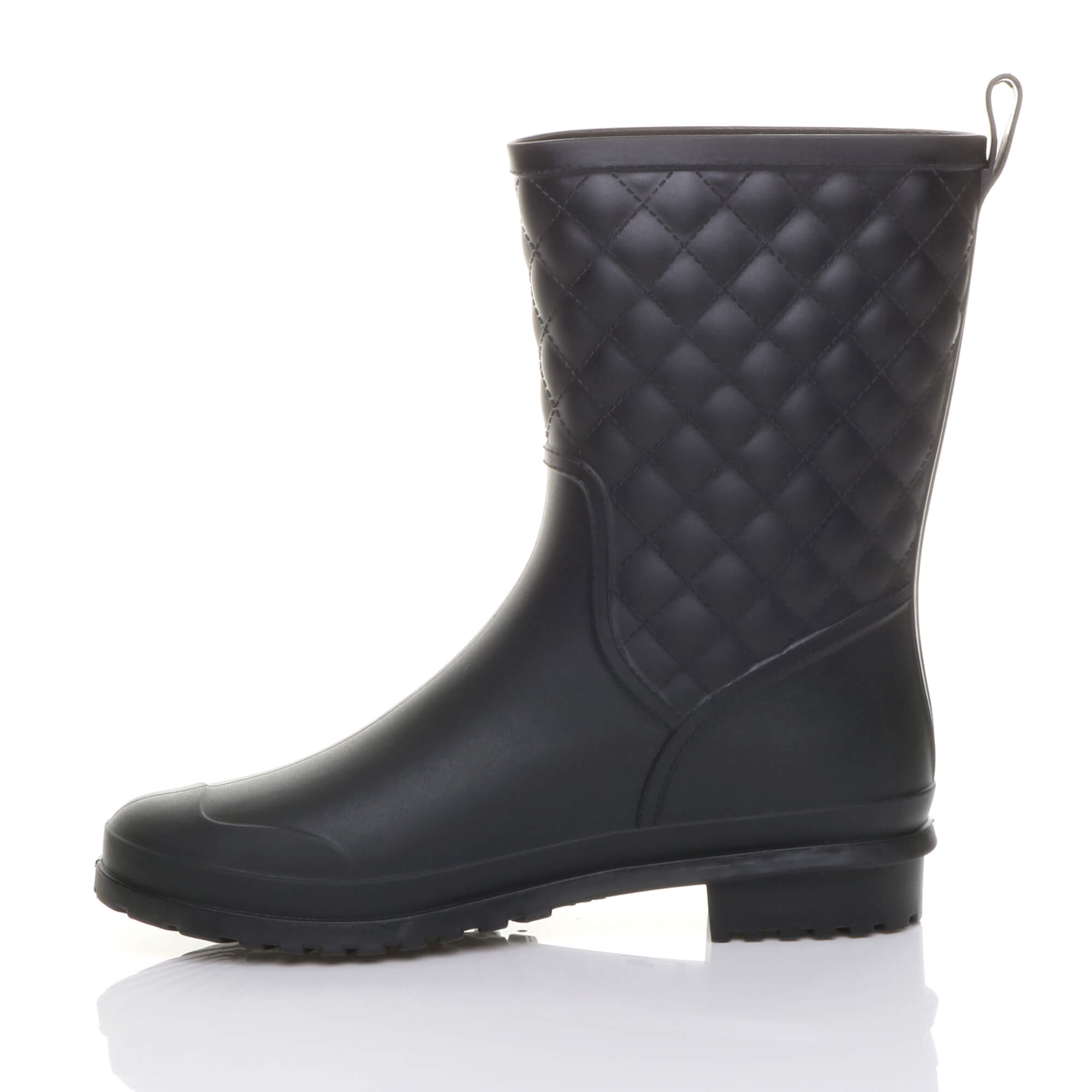 Black Waterproof Wellingtons Quilted Ankle Boots Wellies, Image 3 of 6