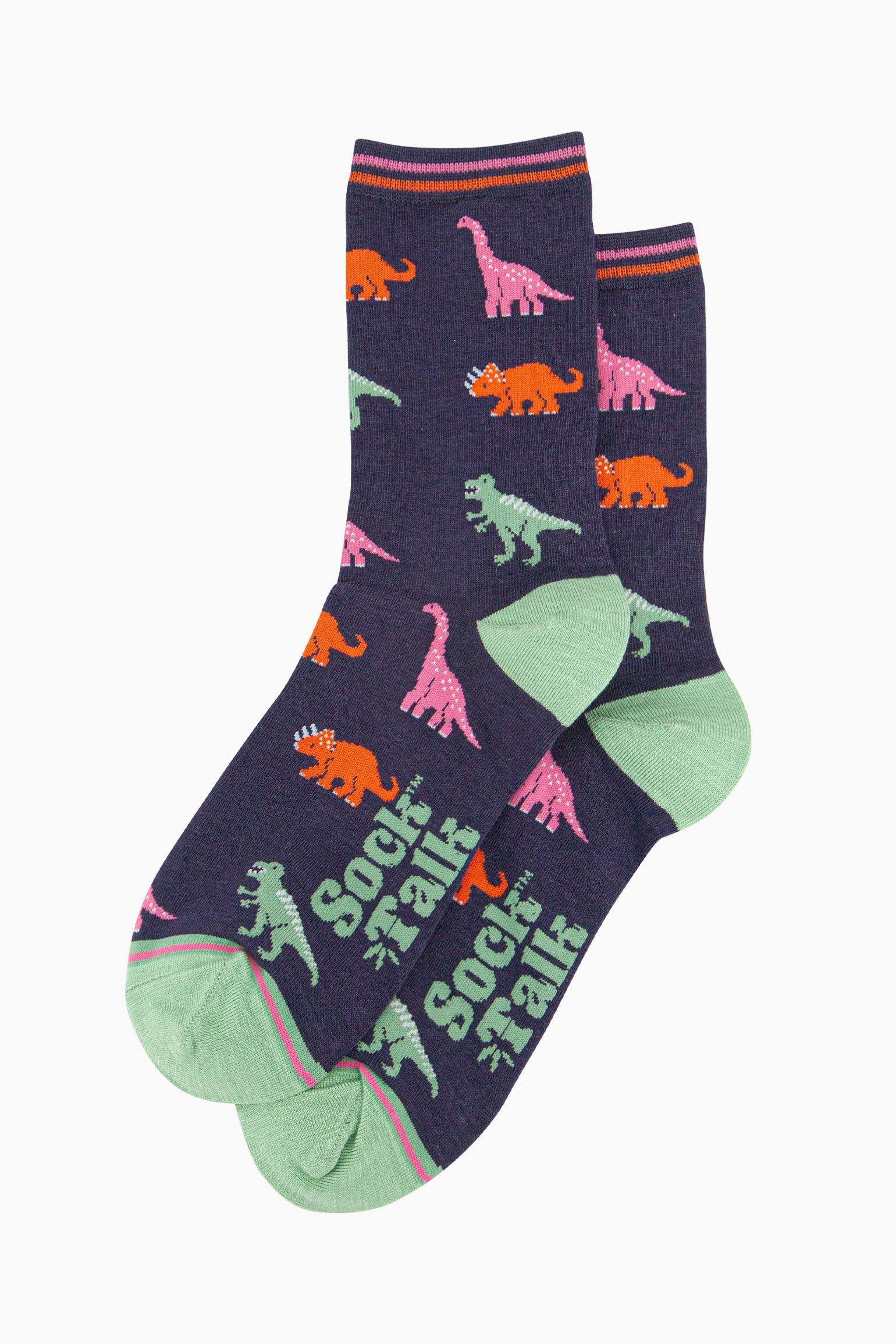Navy Bamboo Socks - Navy/Multi, Dinosaurs, Image 2 of 4