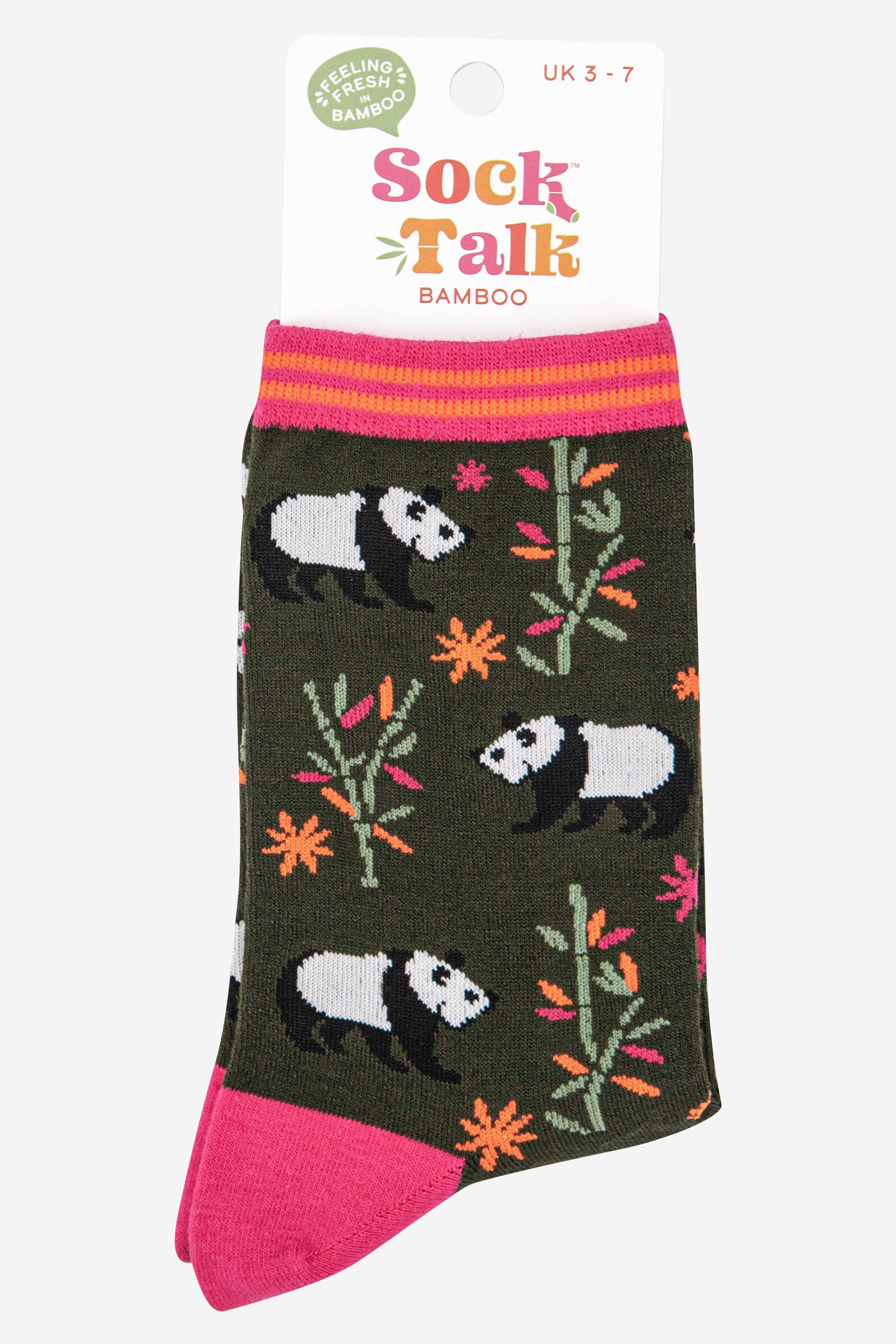 Khaki Panda Bamboo Ankle Socks, Image 3 of 3