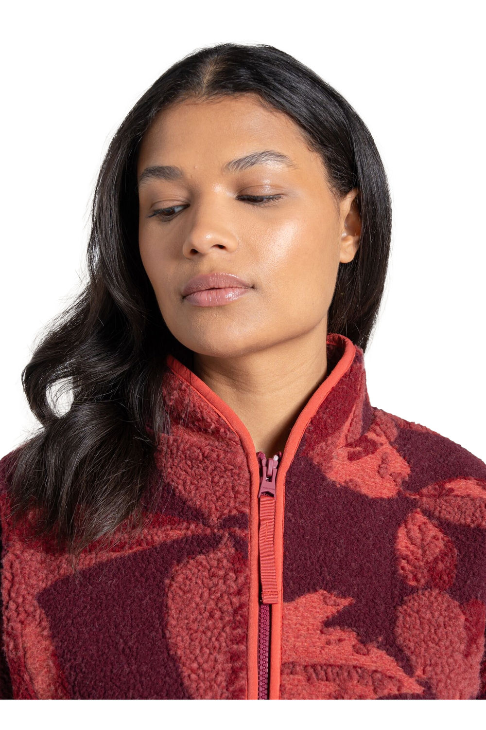 Red Catalina Leaf Print Fleece Jacket, Image 3 of 4