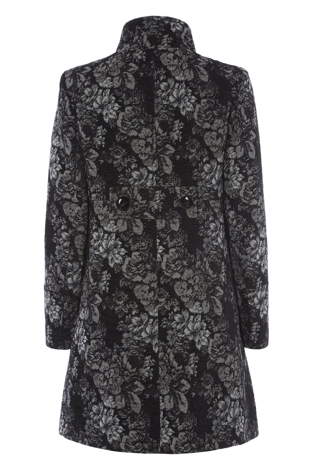 Grey Floral Jacquard Coat, Image 7 of 7