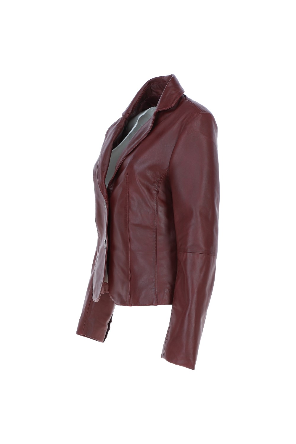 Burgundy Ashwood Leather Burgundy 'Angelica' Real Leather Two Button Blazer, Image 3 of 4