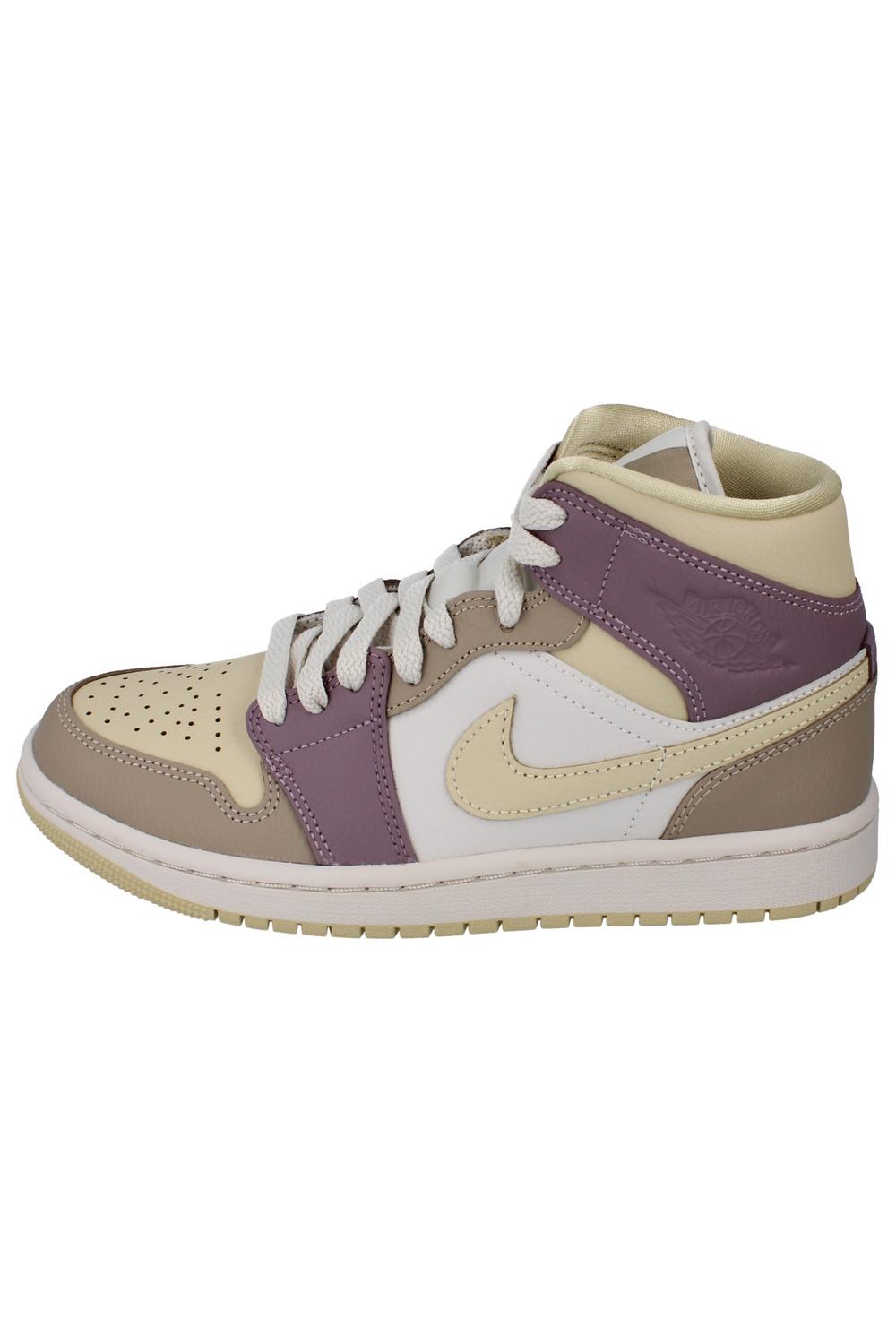 White Air Jordan 1 Mid Trainers, Image 1 of 6