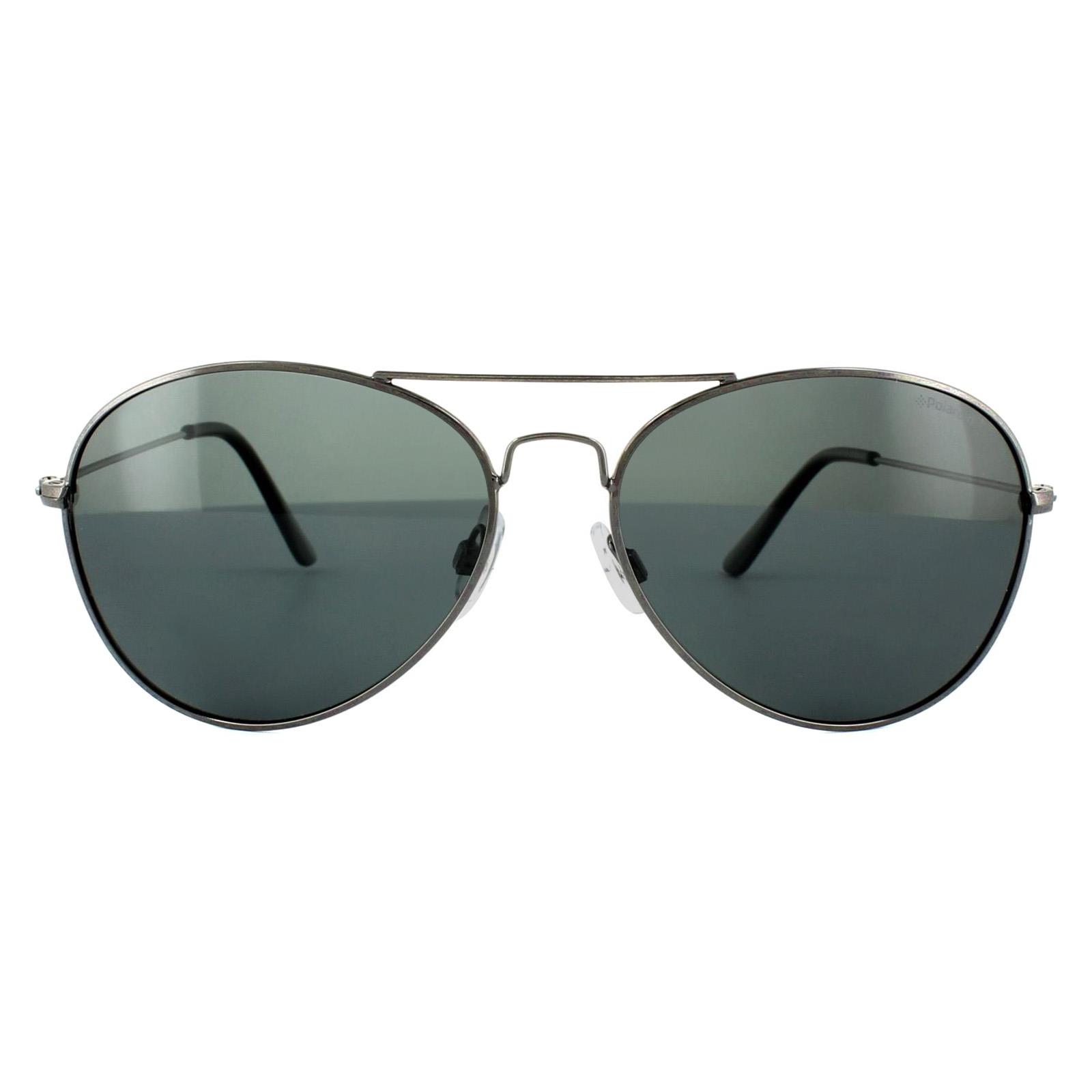 Grey Aviator Gunmetal Grey Blue Polarized Sunglasses, Image 1 of 4