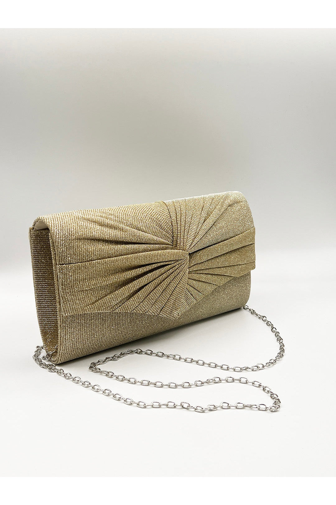 Gold Ruched Clutch Bag, Image 3 of 5