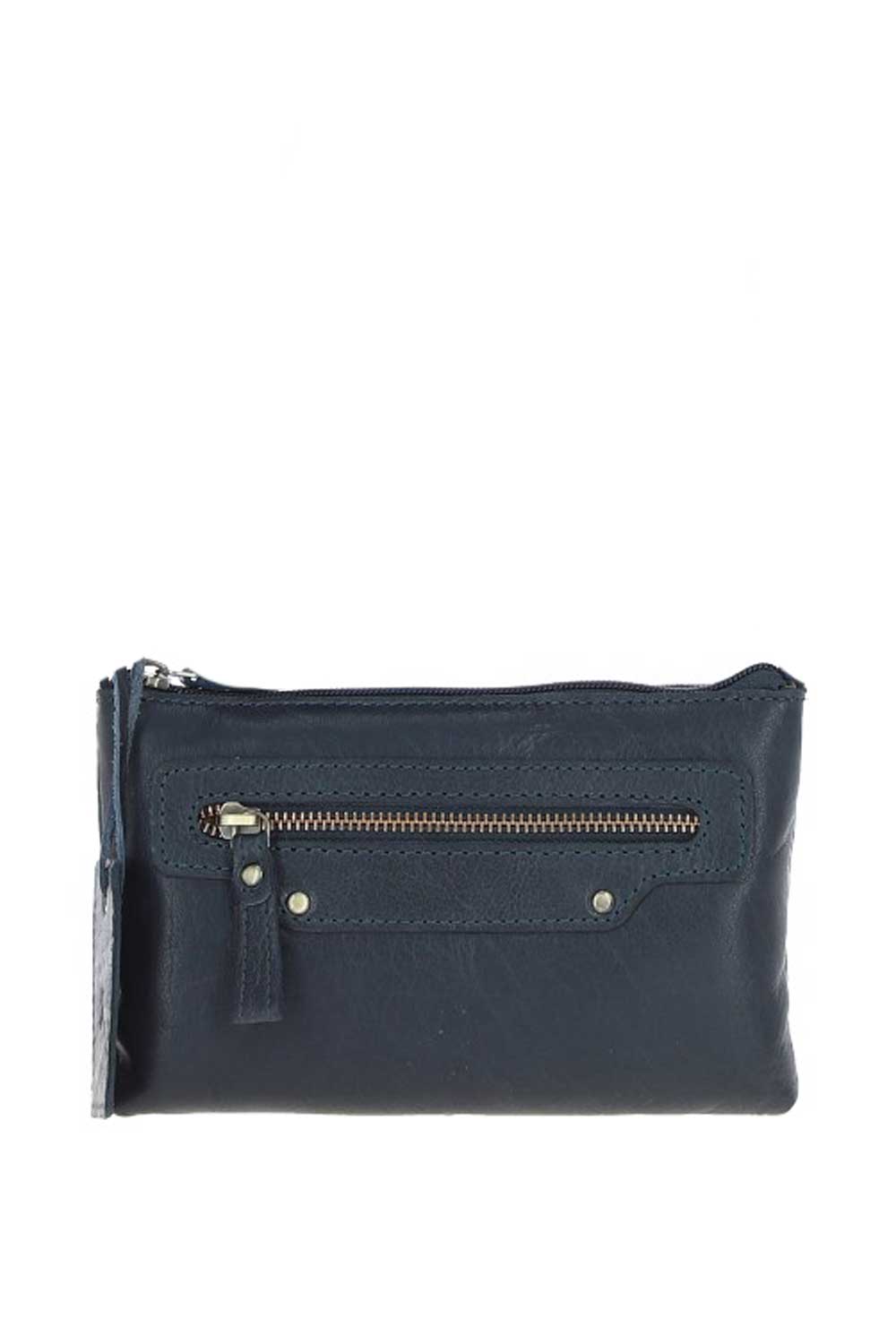 Navy Genuine Leather Crossbody Bag, Image 1 of 6
