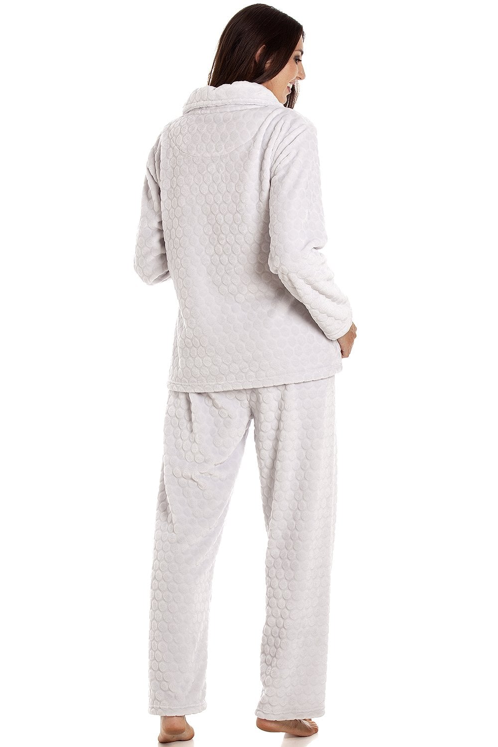 Light Grey Supersoft Two Piece Spot Print Pyjama Set, Image 2 of 4