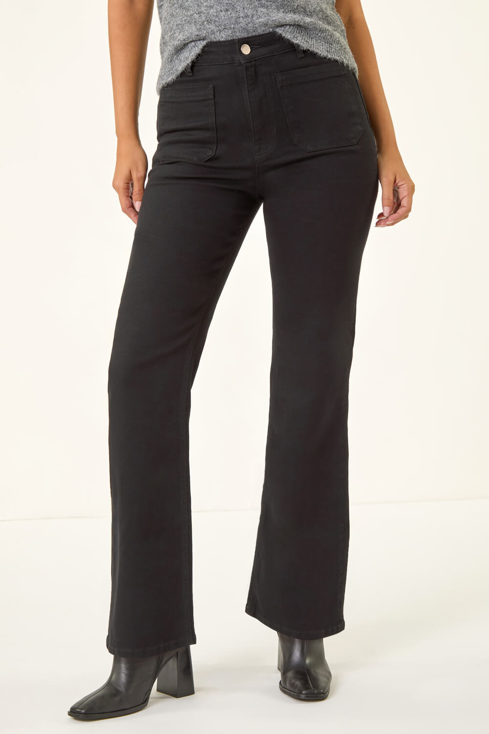 Black Dusk Front Pocket Bootcut Jeans, Image 1 of 5