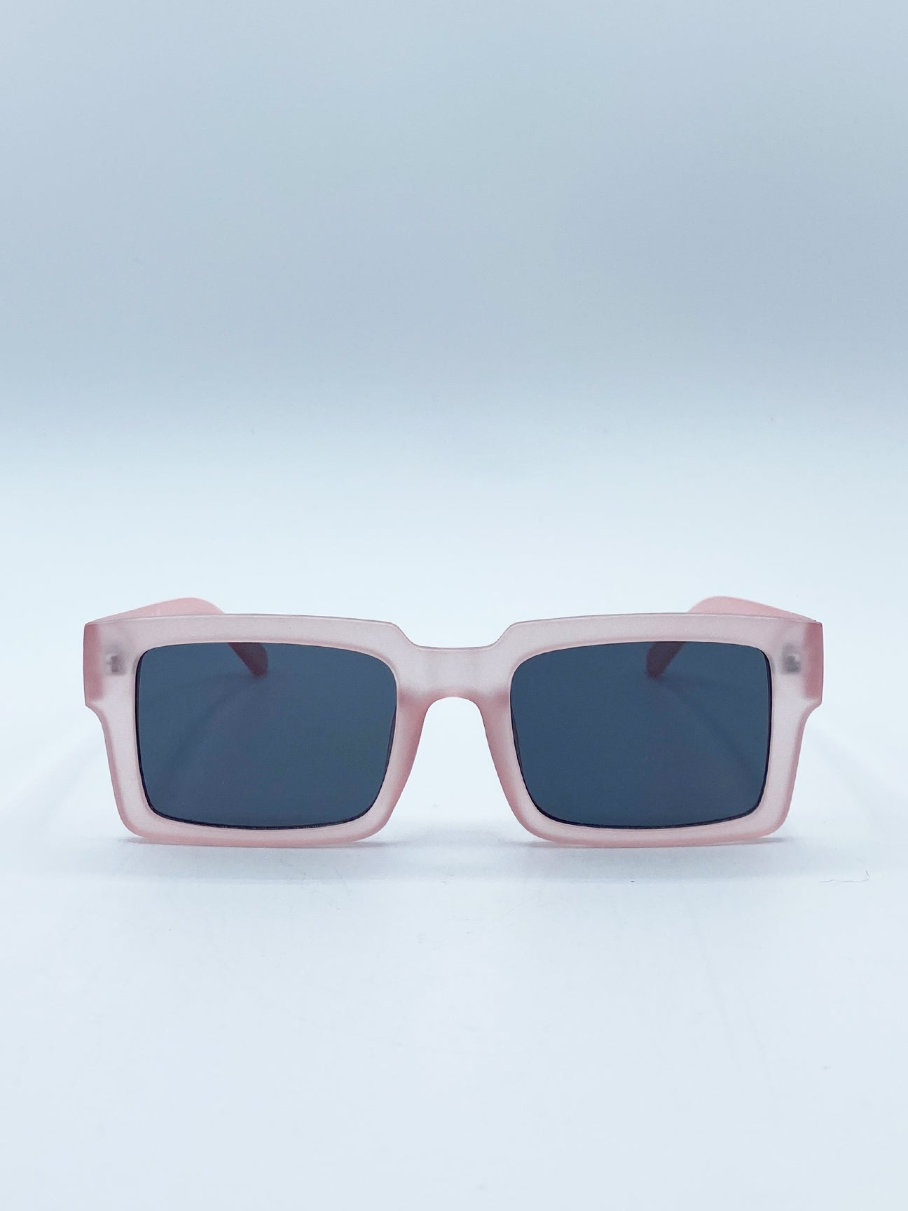 Pink Square Frame Sunglasses in Matte Pink with Black Lenses, Image 1 of 6