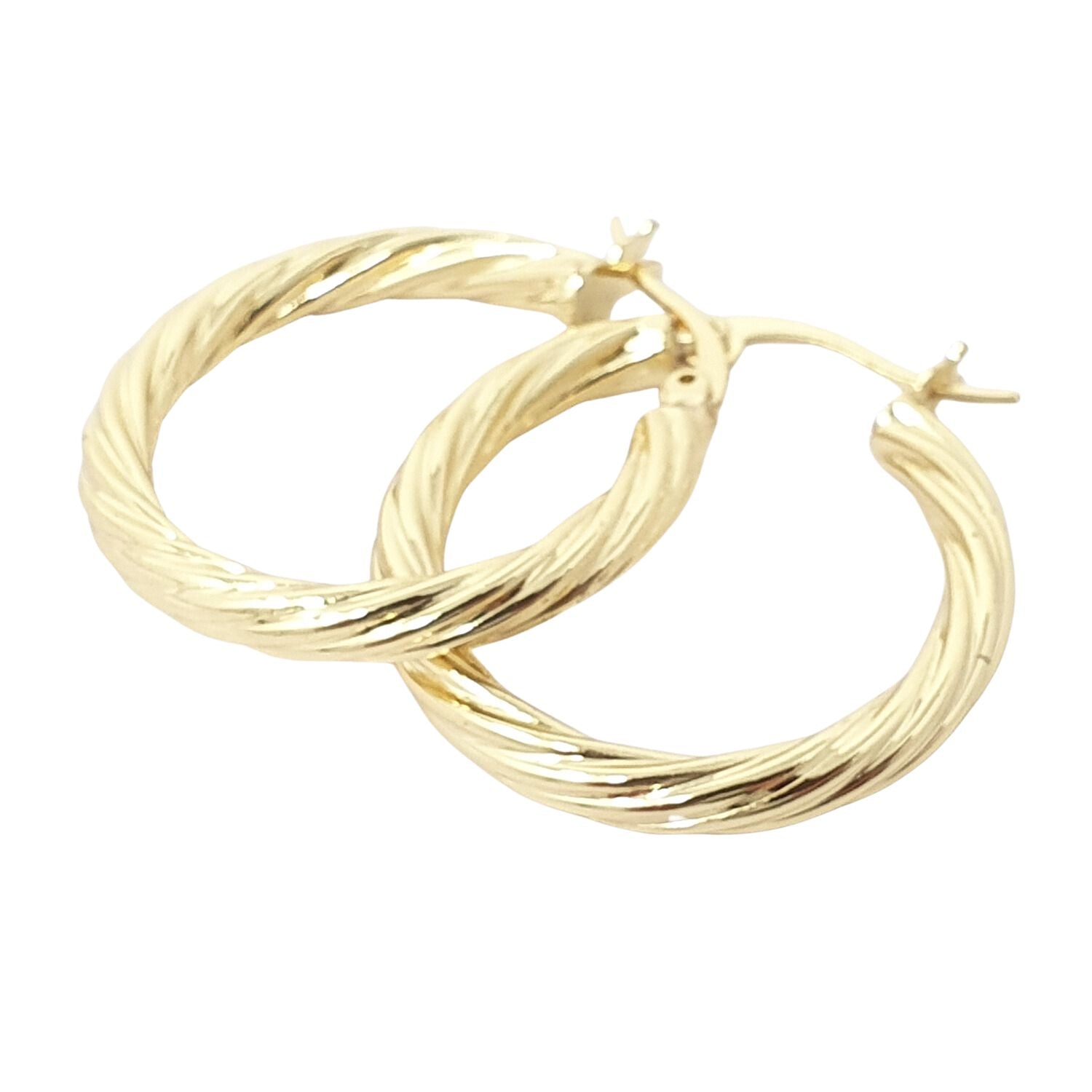 Gold Twisted Gold Plated Round Minimalist Stylish Hoops, Image 1 of 1