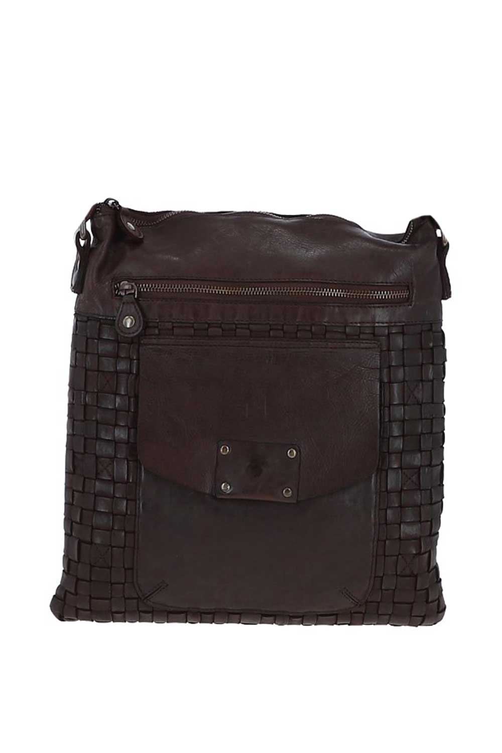Black Real Leather Vintage Medium Shoulder Bag, Image 1 of 4