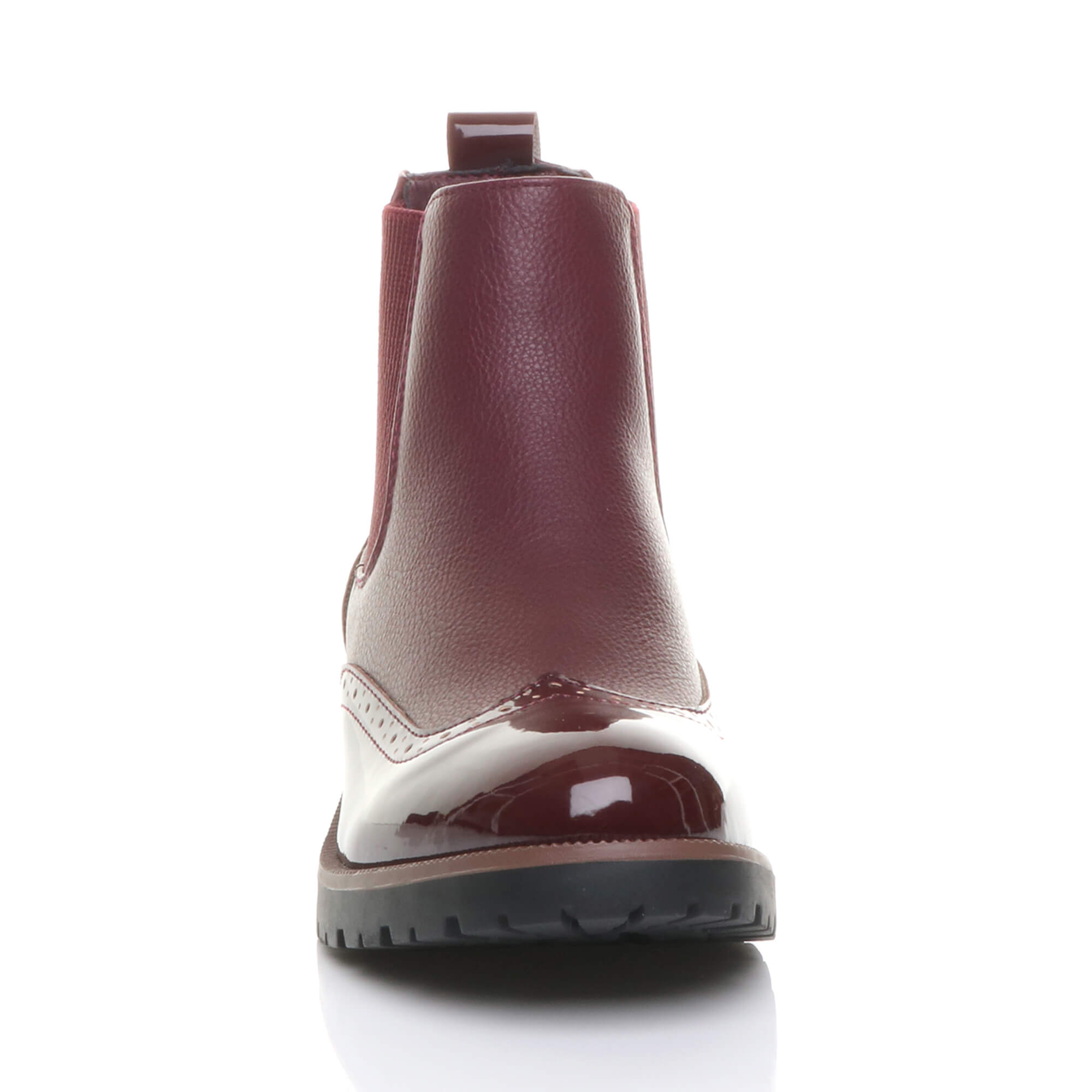 Burgundy AJVANI Burgundy Slip On Brogue Chelsea Ankle Boots, Image 6 of 6