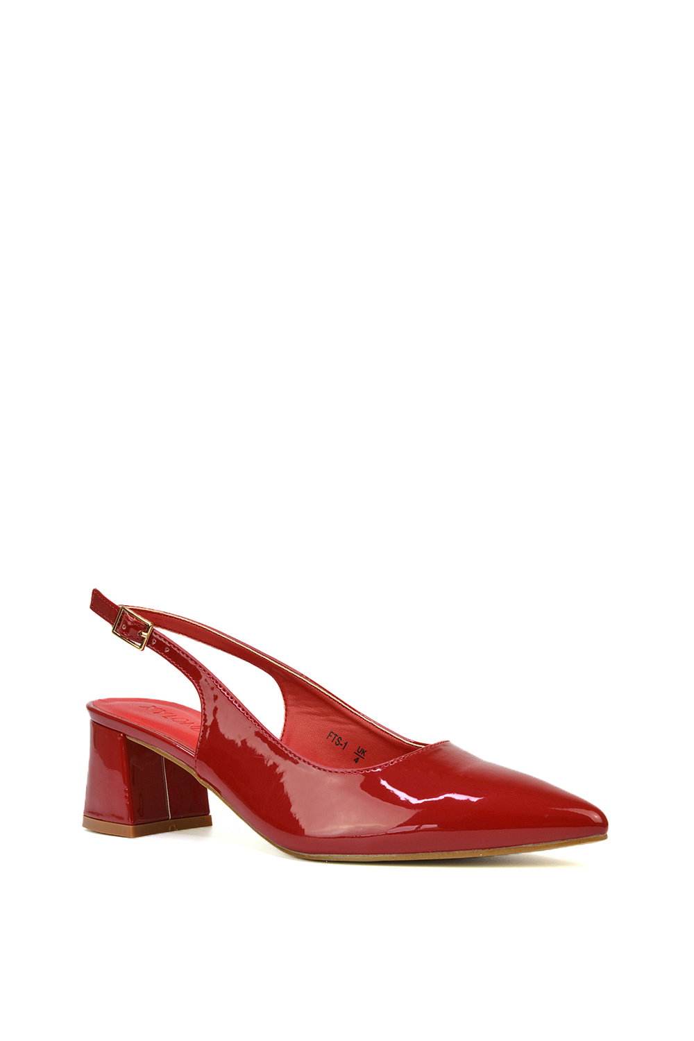 Red XY LONDON Red 'Devon' Court Shoe Block Heels With Slingback, Image 2 of 6