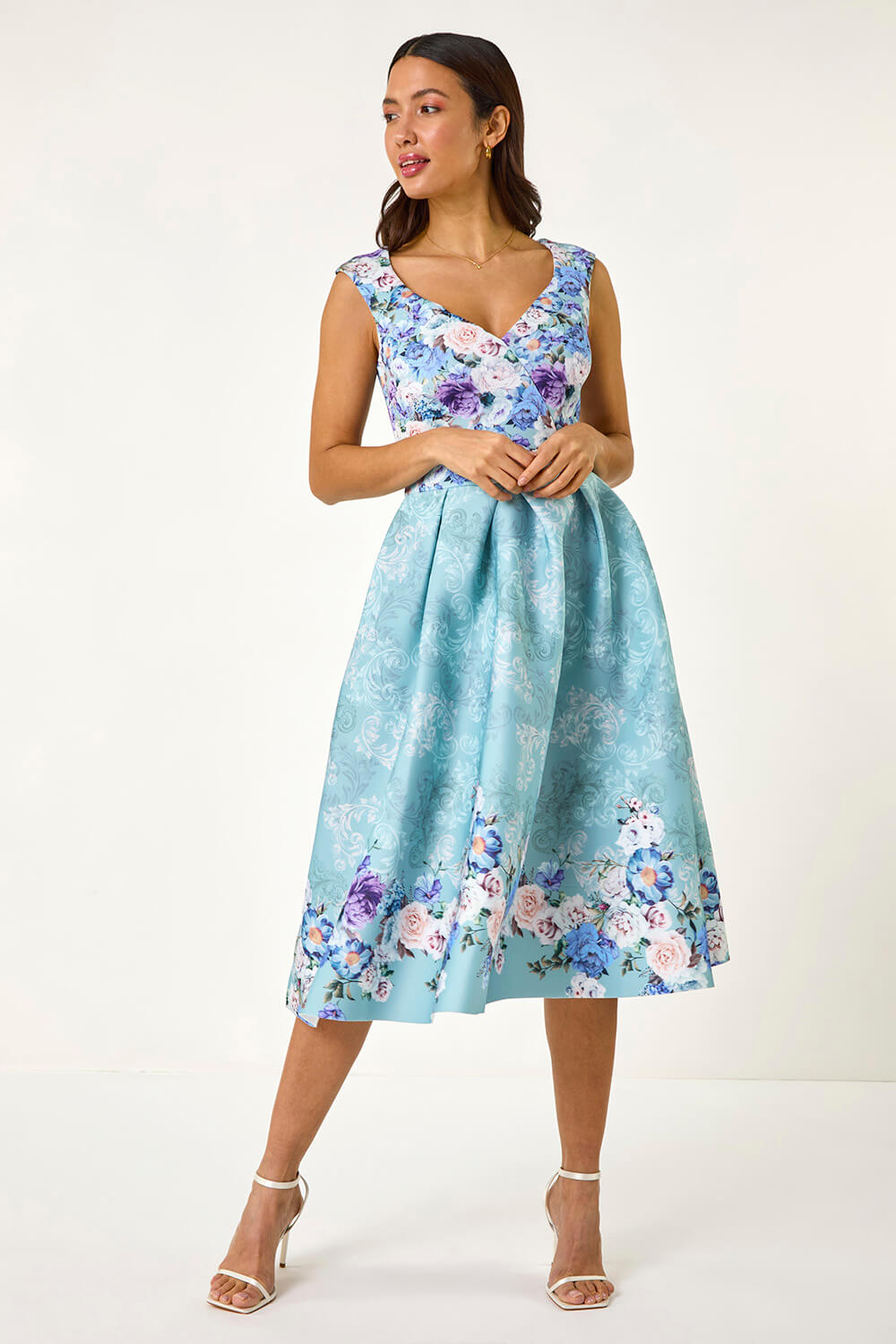 hand embellished asymmetric midi dress in sage Green Beaded Midi Dress With Sheer Ruffled Sleeves