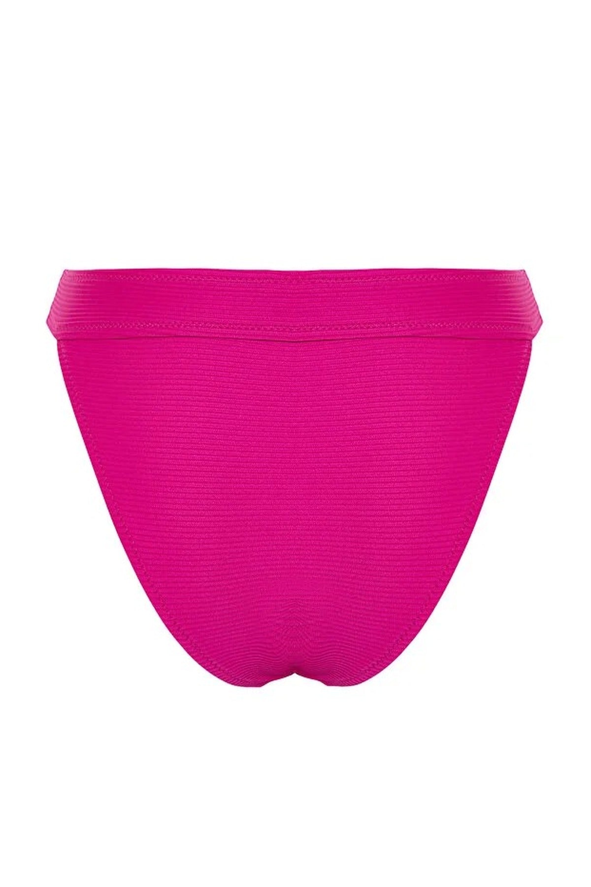 Fuchsia WOVCOR Fuchsia Textured Regular Waist Bikini Bottom with Minimal High Leg Fit, Image 3 of 4