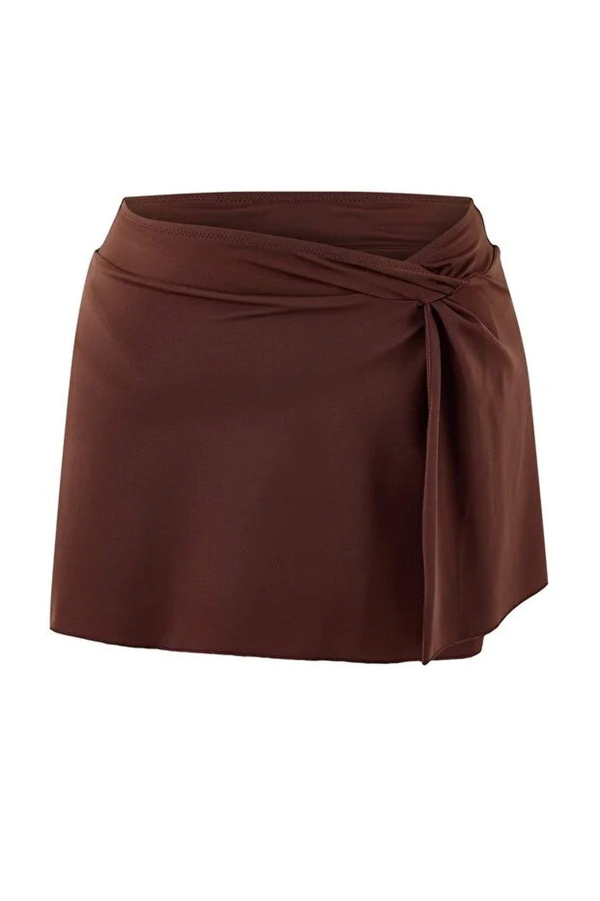 Brown Slit Detail Skirted Bikini Bottom, Image 3 of 5