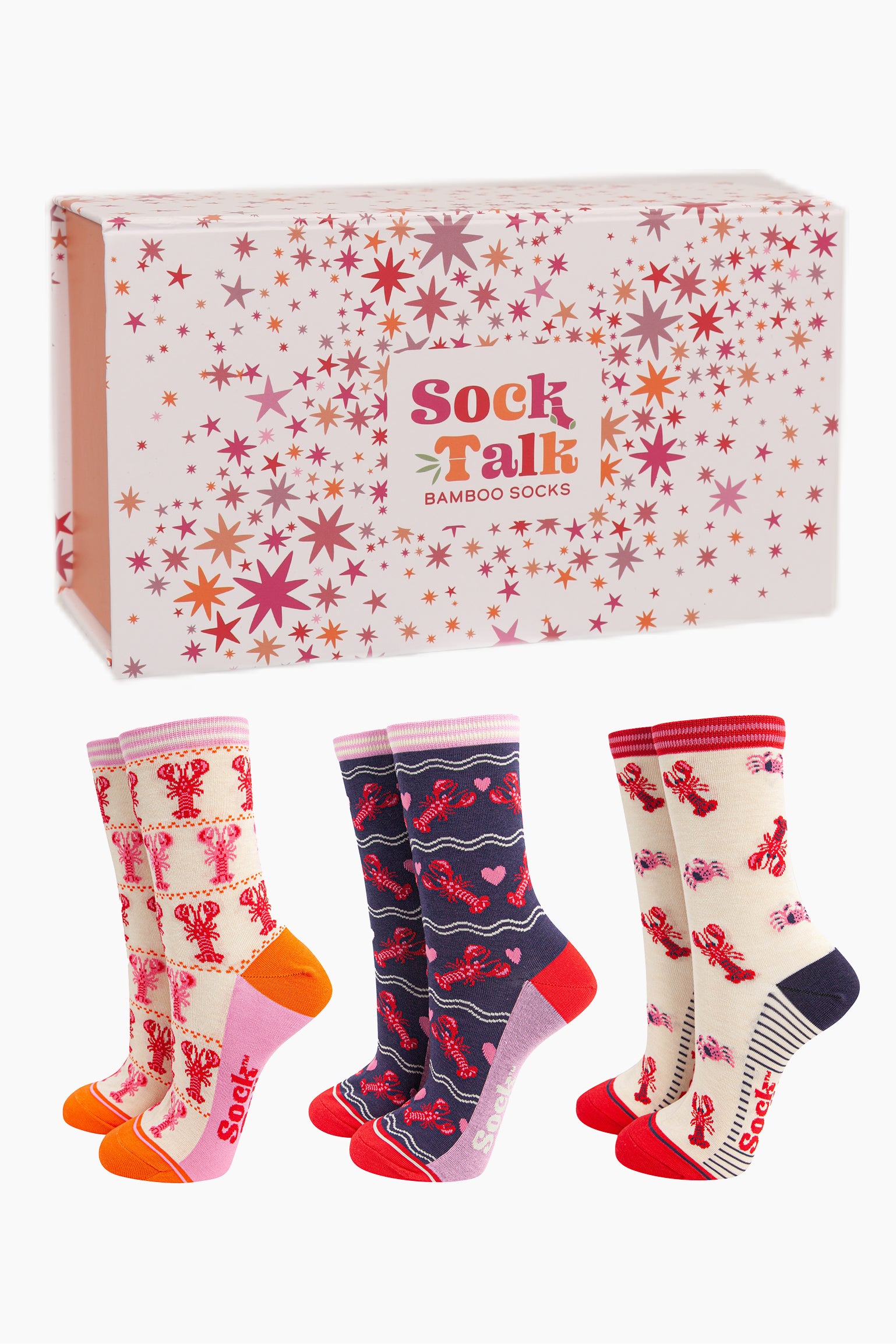 Multi Bamboo Socks Gift Box - Lobsters