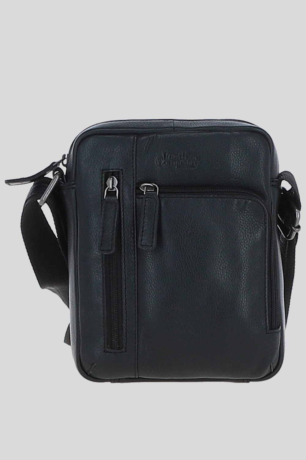 Black 'Madrid' Compact Travel Messenger Bag With Multiple Zip Pockets And Adjustable Strap, Image 1 of 5
