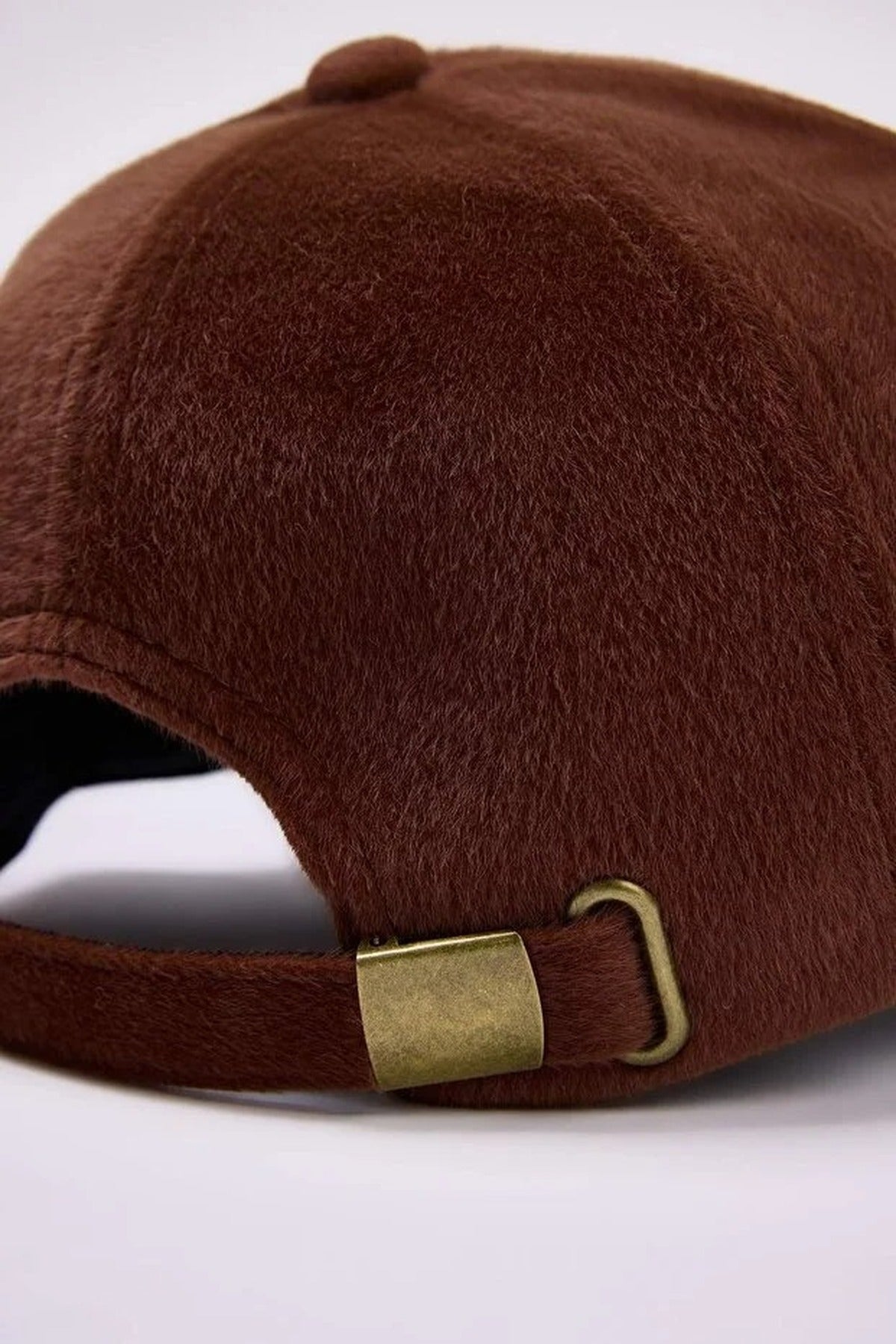 Brown Brushed Cashmere Panelled Baseball Cap, Image 2 of 3
