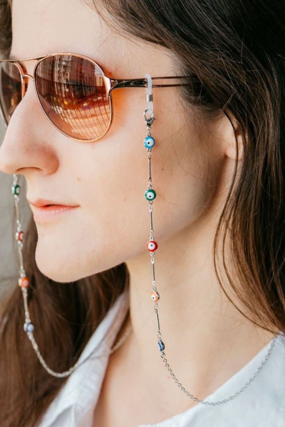 55 CM Colourful Evil Eyeglass Chain And Reading Glass Detachable Chain Holder, Image 1 of 1